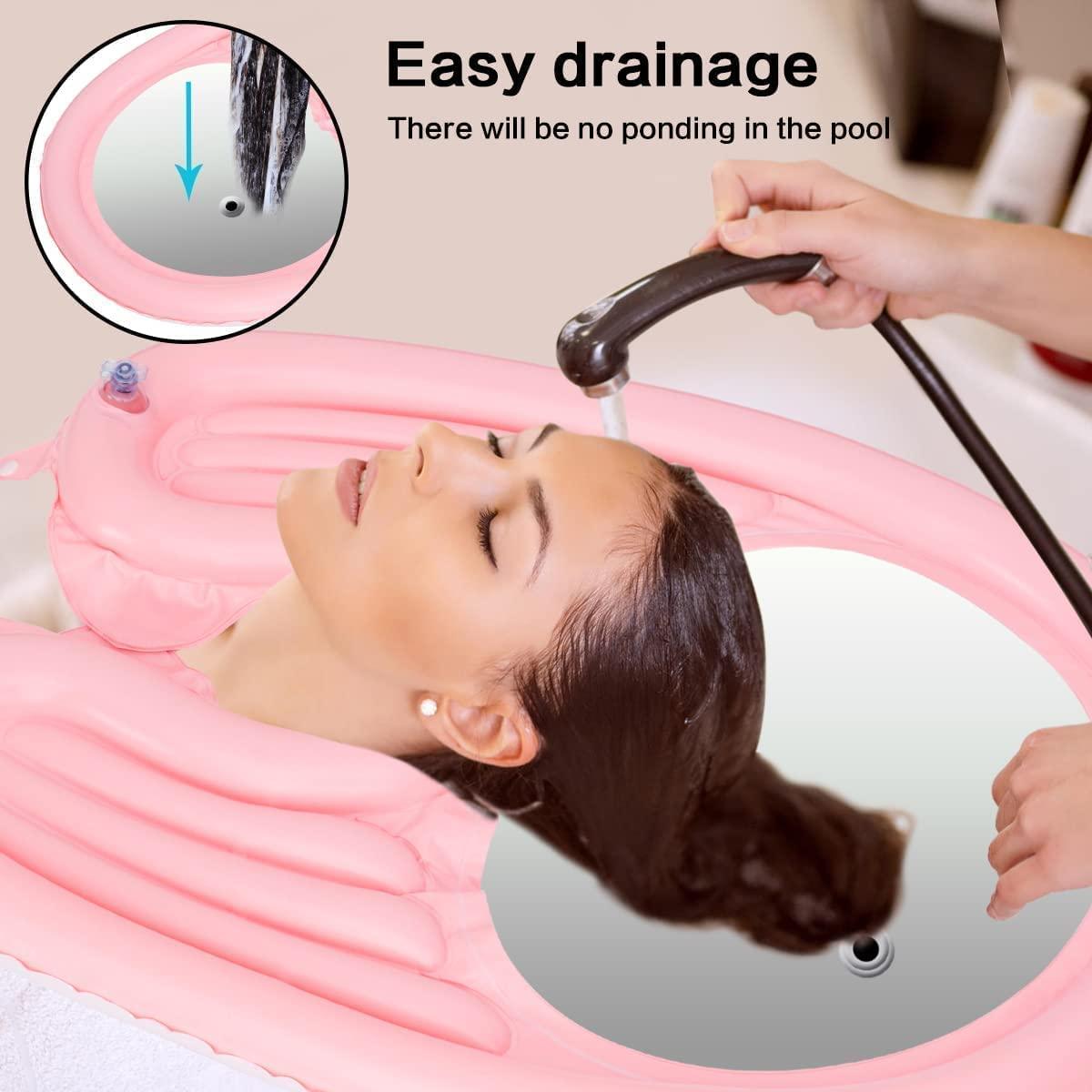 Kixre Kixre Inflatable Shampoo Basin, Portable Hair Washing Tray for Bedside and in Bed, Lightweight Shampoo Basin for Elderly, Disabled, Pregnant, Injured, Bedridden, Handicap