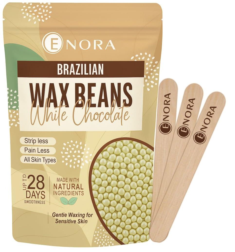 ENORA ENORA Hair Removal Brazilian Hard Wax Beans For Face, Eyebrow, Back, Chest, Bikini Areas, Legs, Arms And Beards,Black Head, Tan, Dead Skin | Smooth | (300 Gram, WHITE CHOCOLATE)