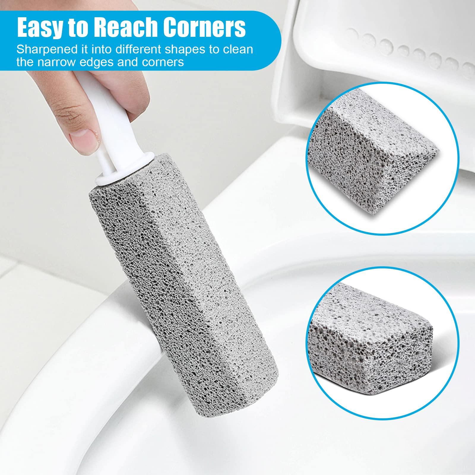 Nonley Pumice Cleaning Stone with Handle Toilet Bowl Cleaner Hard Water Ring Remover for Bath Pool Kitchen Household Cleaning 2 Pack