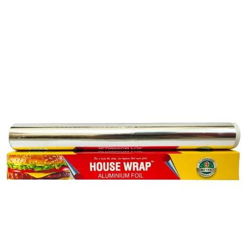 House wrap House Wrap Aluminium Foil 70g (40+30g) for Food Packing, Cooking, Baking - Aluminium Foil 9 Meter Net Guaranteed 11 Microns in Thickness for Keeping Food Warm (Pack of 1)