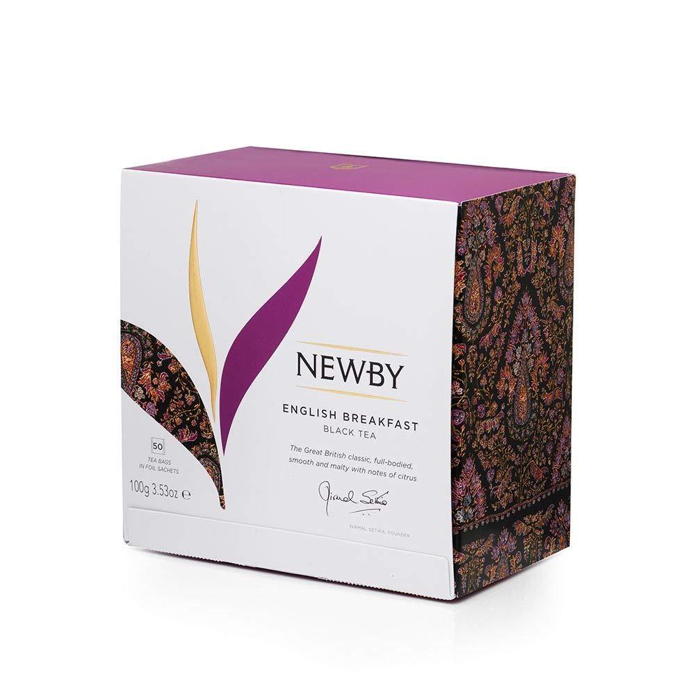 Newby Newby English Breakfast Tea Bags | 50 counts | Strong, Robust Flavour Black Tea | Brew Hot Or Iced Tea | Antioxidant Rich | 100 gm
