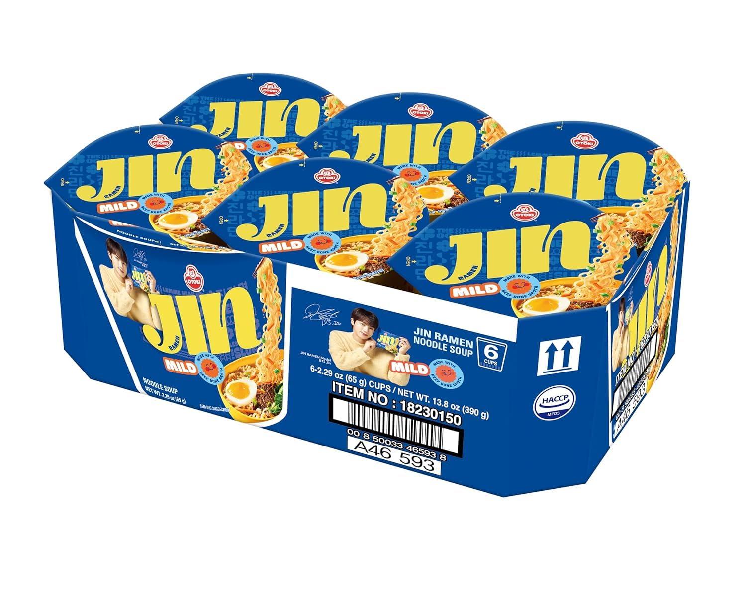 Ottogi Ottogi Jin Ramen Korean Style Instant Noodles Mild Flavor Cup Noodles, (65Gm) Pack Of 6, The Product Of Korea