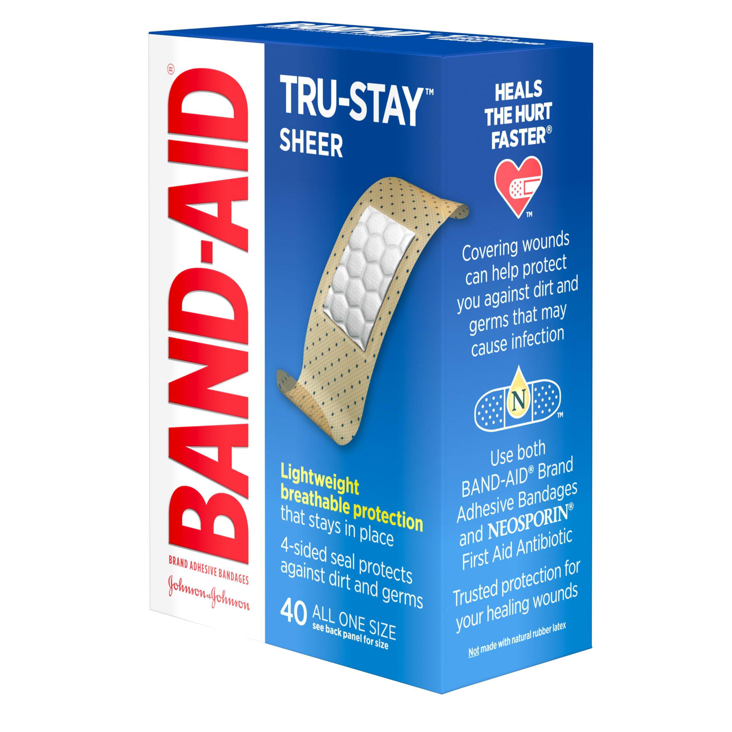 Band-Aid Band-Aid Brand Tru-Stay Sheer Strips Adhesive Bandages for First Aid and Wound Care, All One Size, 40 ct