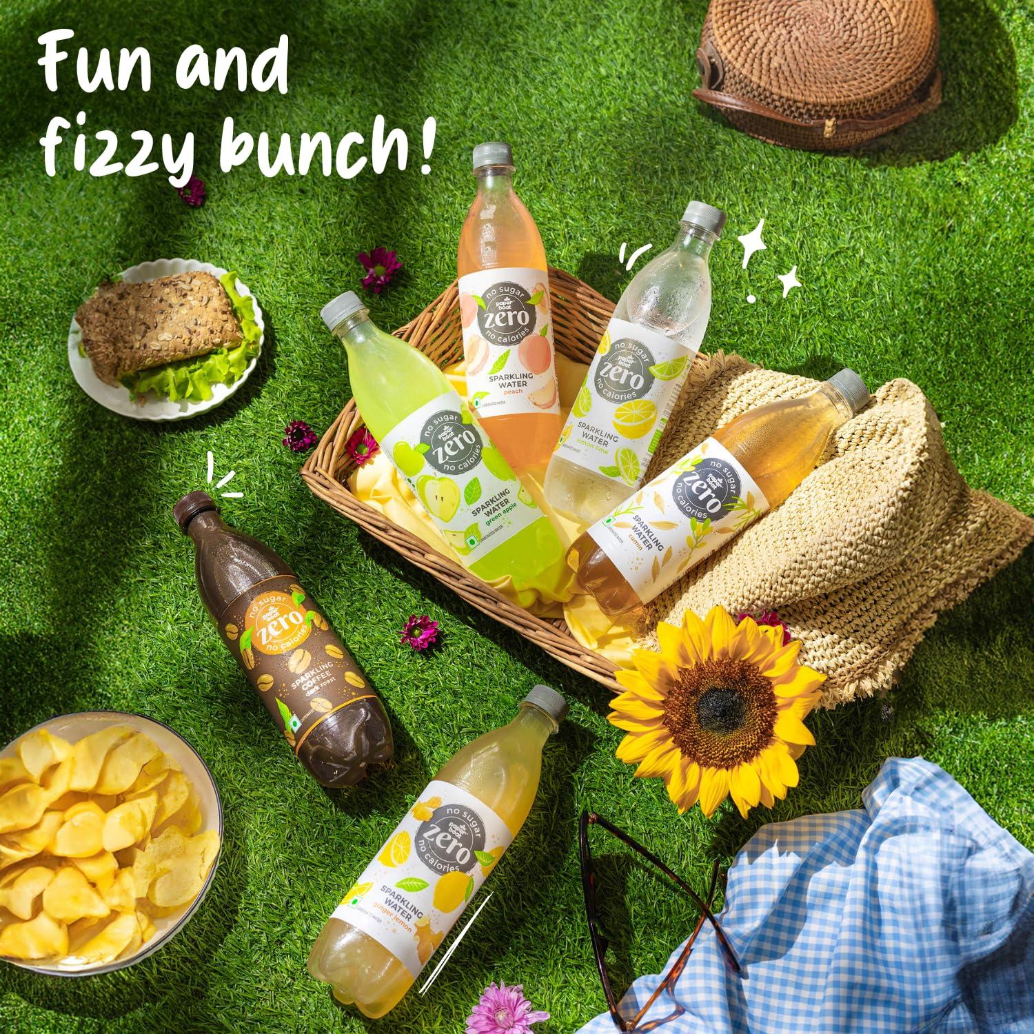 Paper Boat Paper Boat Lemon Lime Sparkling Water, Pack of 6, 600ml Each | Carbonated Water | Zero Sugar, Zero Calories I Sugar Free