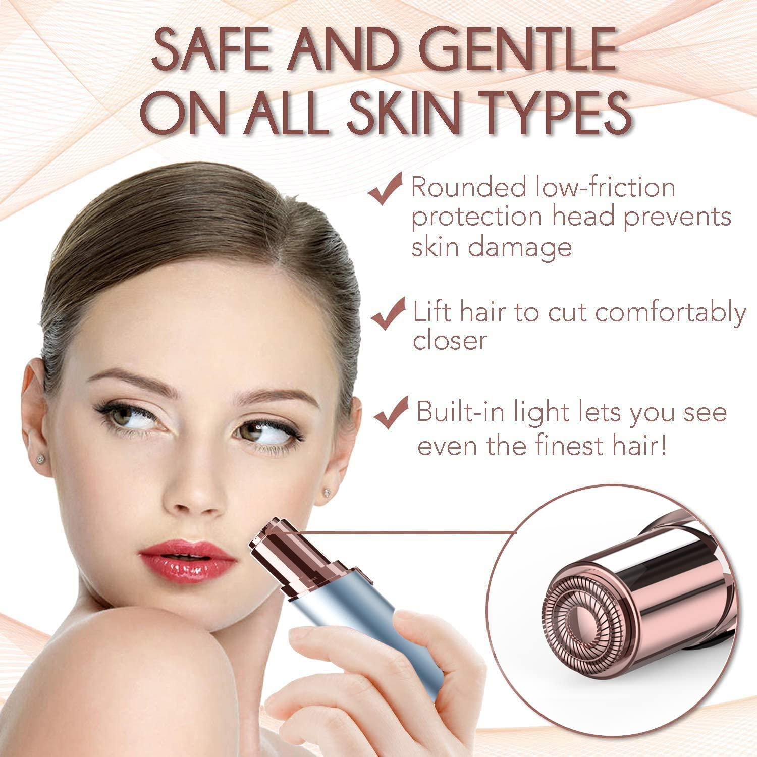 gurelax Gurelax Facial Hair Removal for Women(as seen on tv), Painless Hair Remover Rechargeable, The Best Female Shaver with 2 x Replacement Heads, Lady Face Electric Razor for Upper Lip, Chin, Mustache