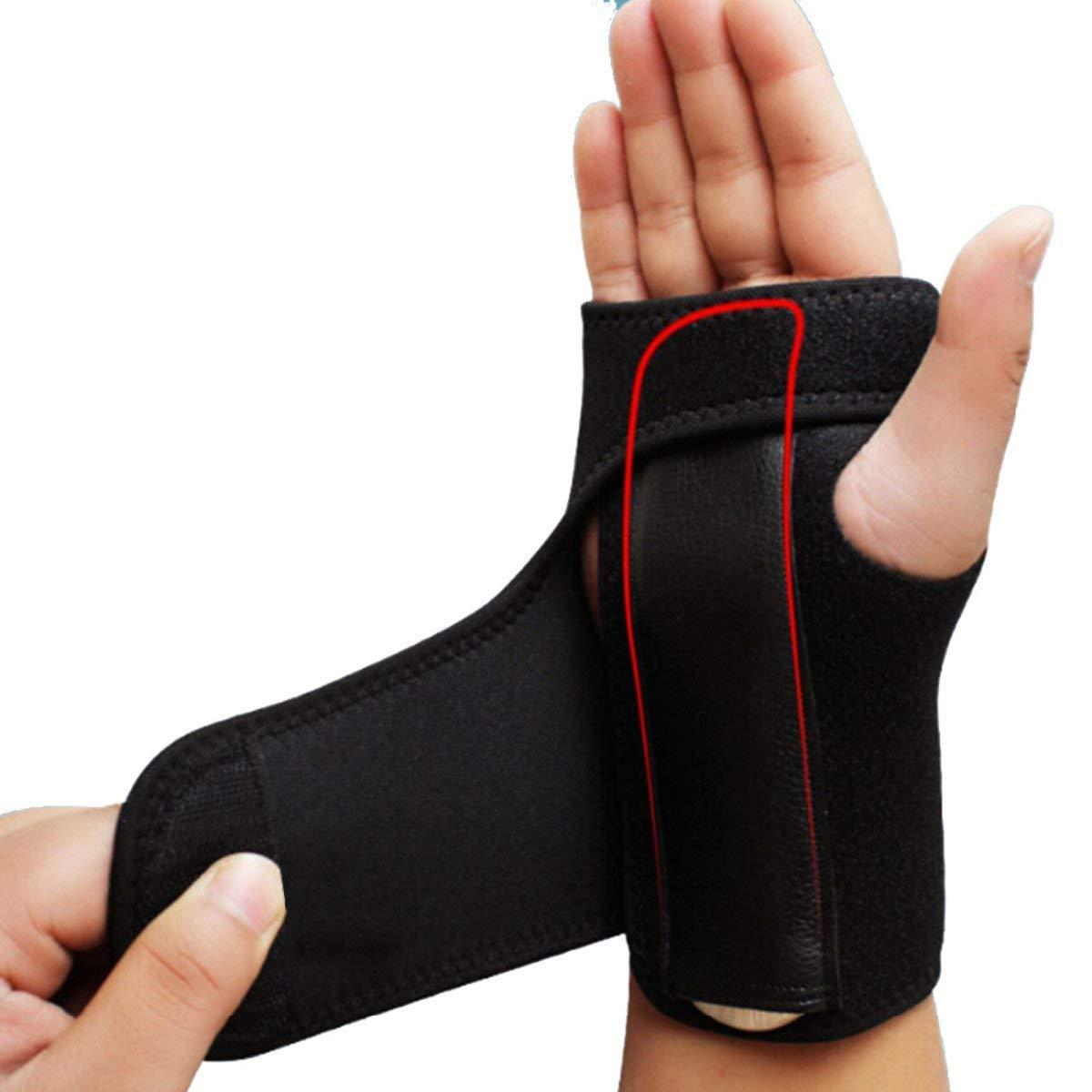 NUCARTURE NUCARTURE Adjustable Wrist Support for Pain Relief Carpal Tunnel Wrist Splint Support Brace for Left Hand for Men Women Wrist Brace Protector Fracture Supports Hand Belt (Left, Black)