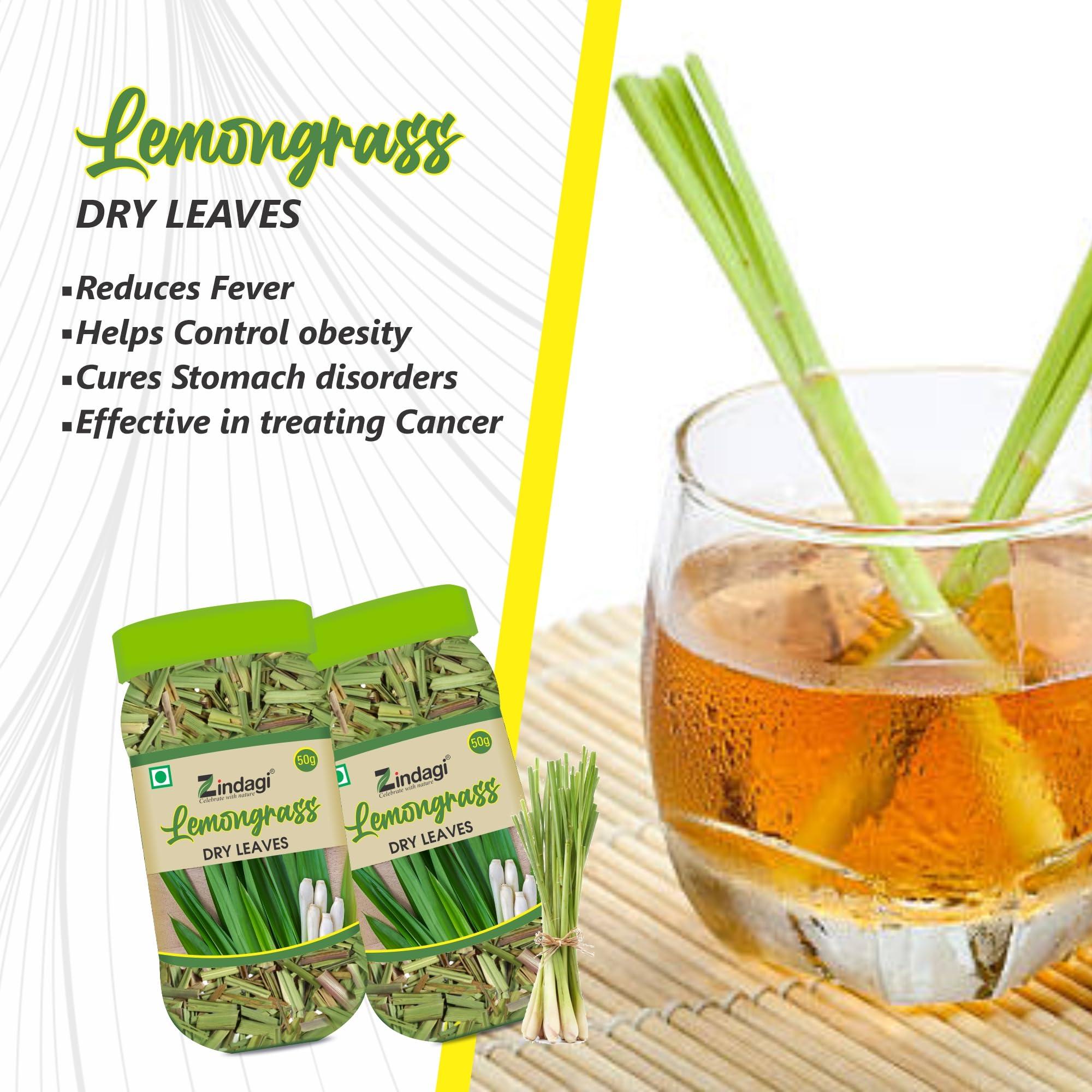ZINDAGI ZINDAGI Lemon Grass Dried Leaves - Natural Lemon Grass Tea Leaves (Pack of 3)
