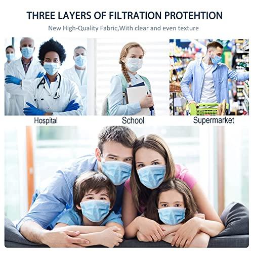 Generic 50 Pieces Blue Melt Blown - SMMS Fabric 3 Ply Disposable Face Mask with Nose Pin and Reusable Elastic Ear loop Unisex Suitable for Home, School, Office and Outdoors (BLUE)
