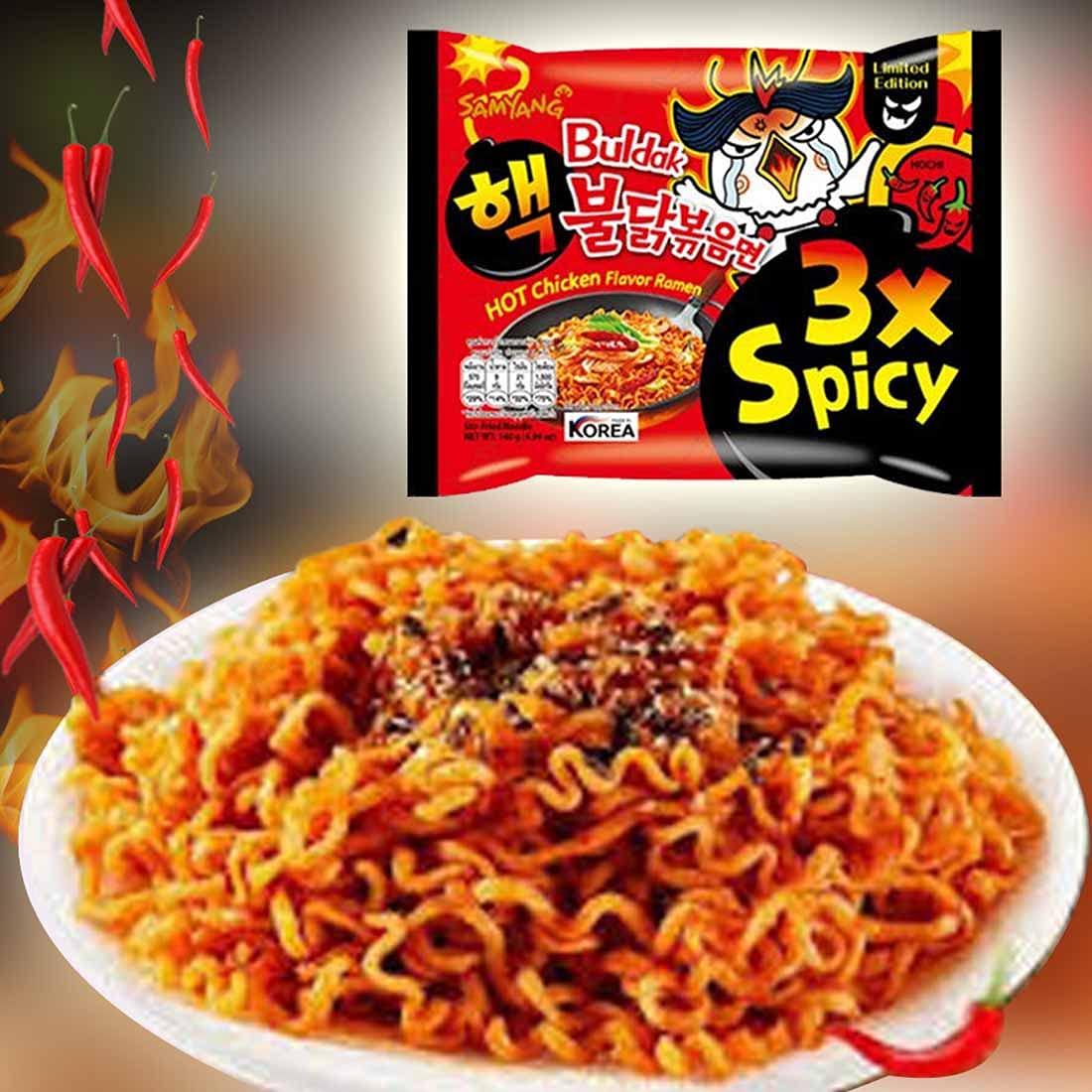 SAMYANG Samyang Hot Chicken 3X Spicy Instant Buldak Noodles Ramen Flavor (140 grams Pack of 2)