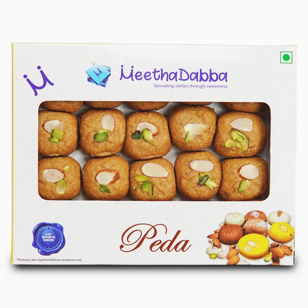 MEETHADABBA MeethaDabba Sinhori Peda, Indian Sweet, Desi Mithai, Super Soft, Sihori Peda, 24 pcs 500 grams
