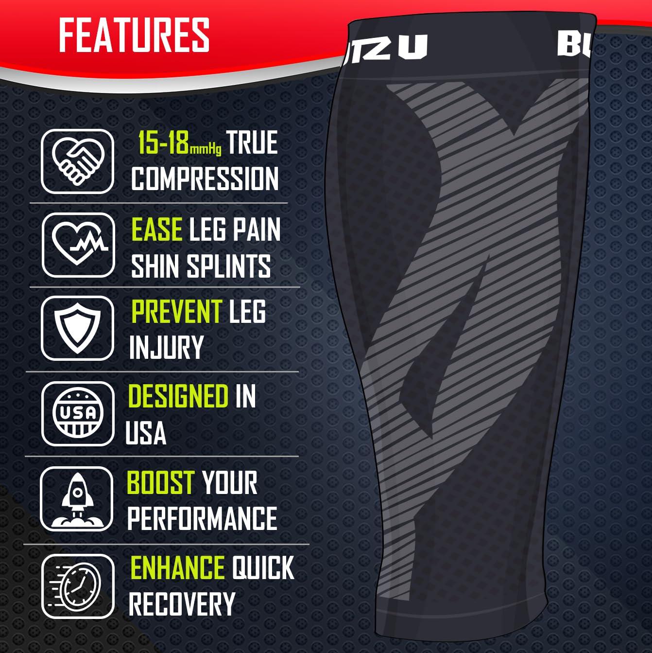 BLITZU BLITZU Calf Compression Sleeves For Women & Men Leg Compression Socks for Runners, Shin Splint, Recovery from Injury & Pain Relief Great for Running, Maternity, Travel, Nurses Nude S-M