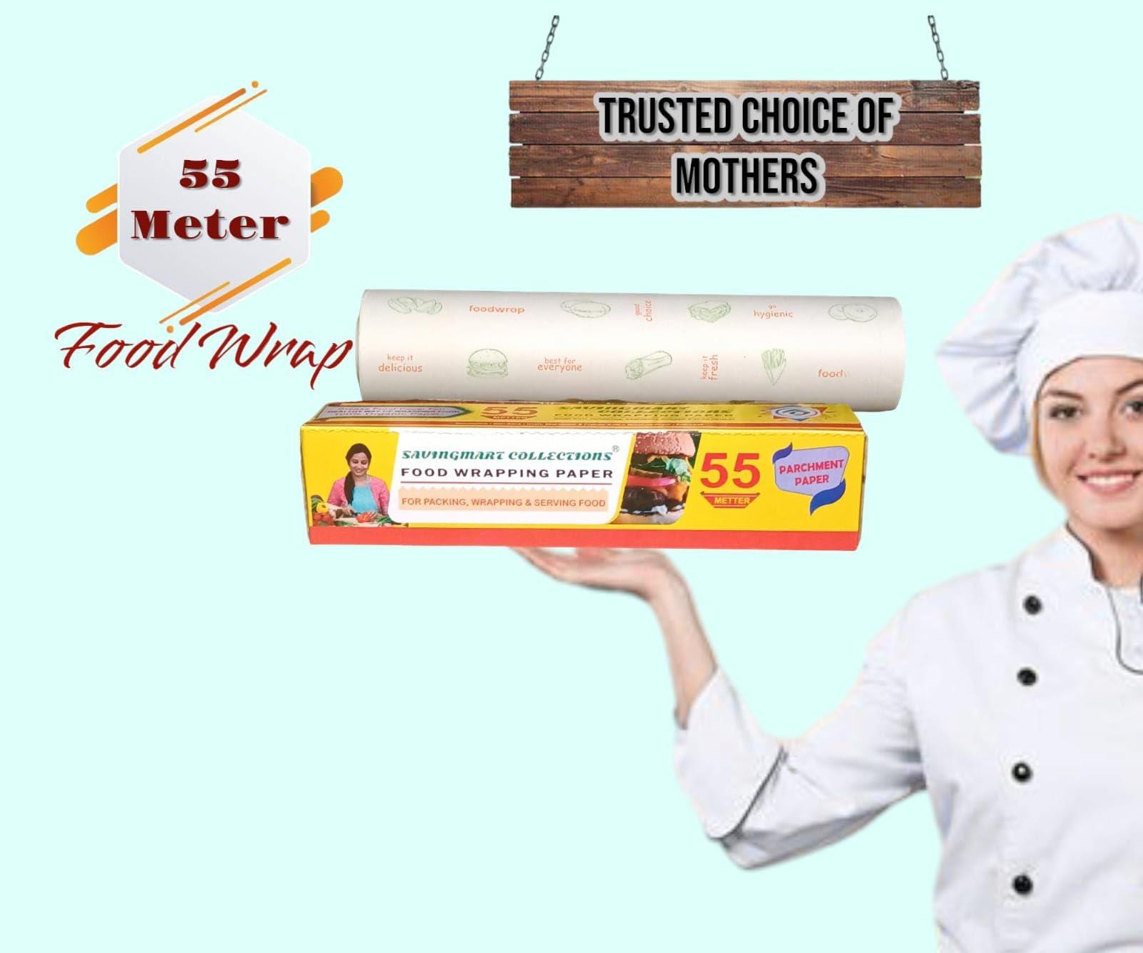 SAVINGMART COLLECTIONS 55 MTR Food Wrapping Butter Paper | ROTI WRAP | CHAPATI WRAP| Burger WRAP| FOIL WRAP | Paper FOIL| Paper WRAP|