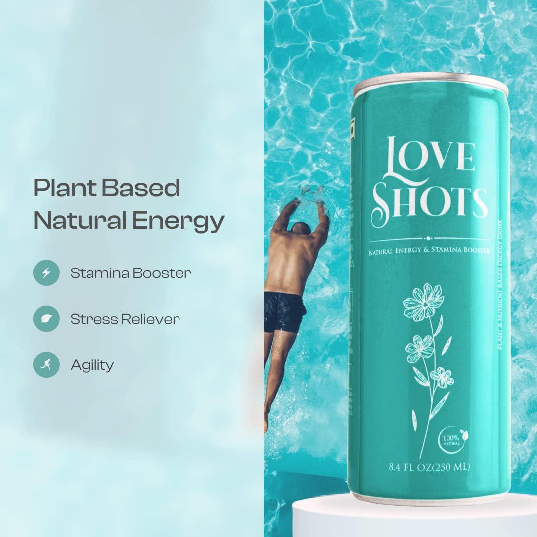 LOVE SHOTS Love Shots Energy Drink, Natural Vitamin C, Potassium, Iron, and Manganese Plant Based (B2, B3, B5, B6, and B12) | Energizing Beverage|Lemon Grass,250 ml (12 Pack Non caffeinated Natural Tuermeric Based)