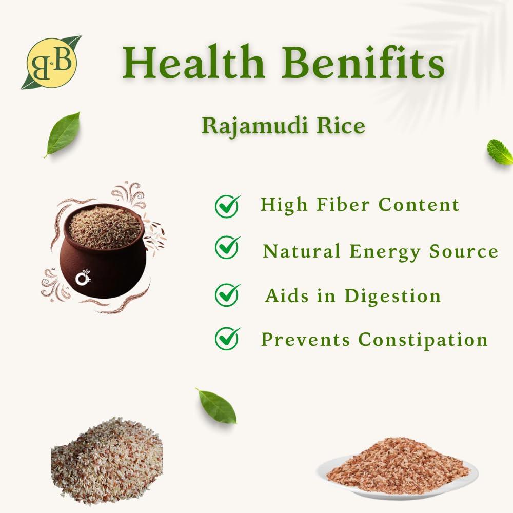 B&B Organics B&B Organics Hand-Pounded Rajamudi Rice (10 kg)/Certified Organic/Nutrient Rich Rice/Rajamudi Arisi