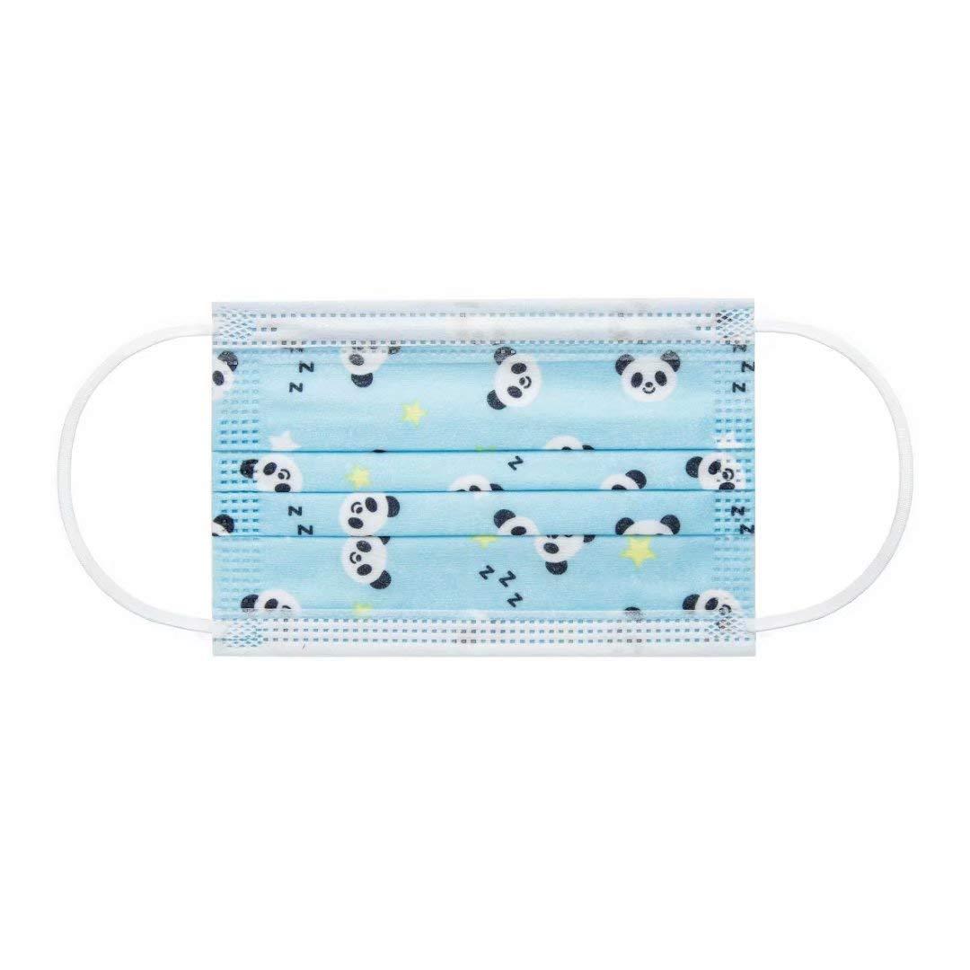 ApePal ApePal Non Woven fabric Cute Kids Satety Face Mask,Children\'S 3 Ply Protective Earloop Disposable Sanitary Face Masks With Pandon Print,50Pcs, Blue