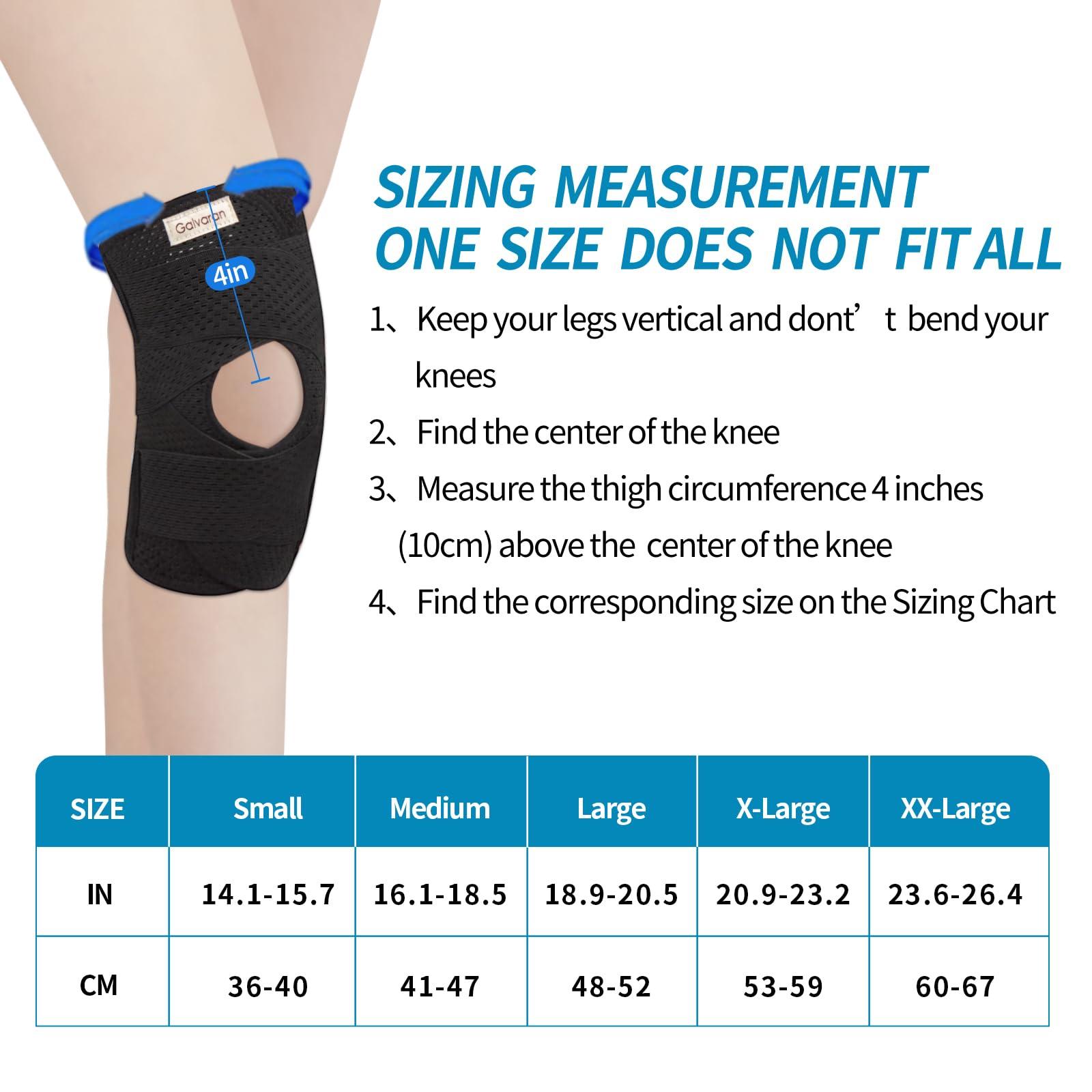 Galvaran Galvaran Knee Brace with Side Stabilizers for Meniscal Tear Knee Pain ACL MCL Arthritis Injuries Recovery, Breathable Adjustable Knee Support for Men and Women