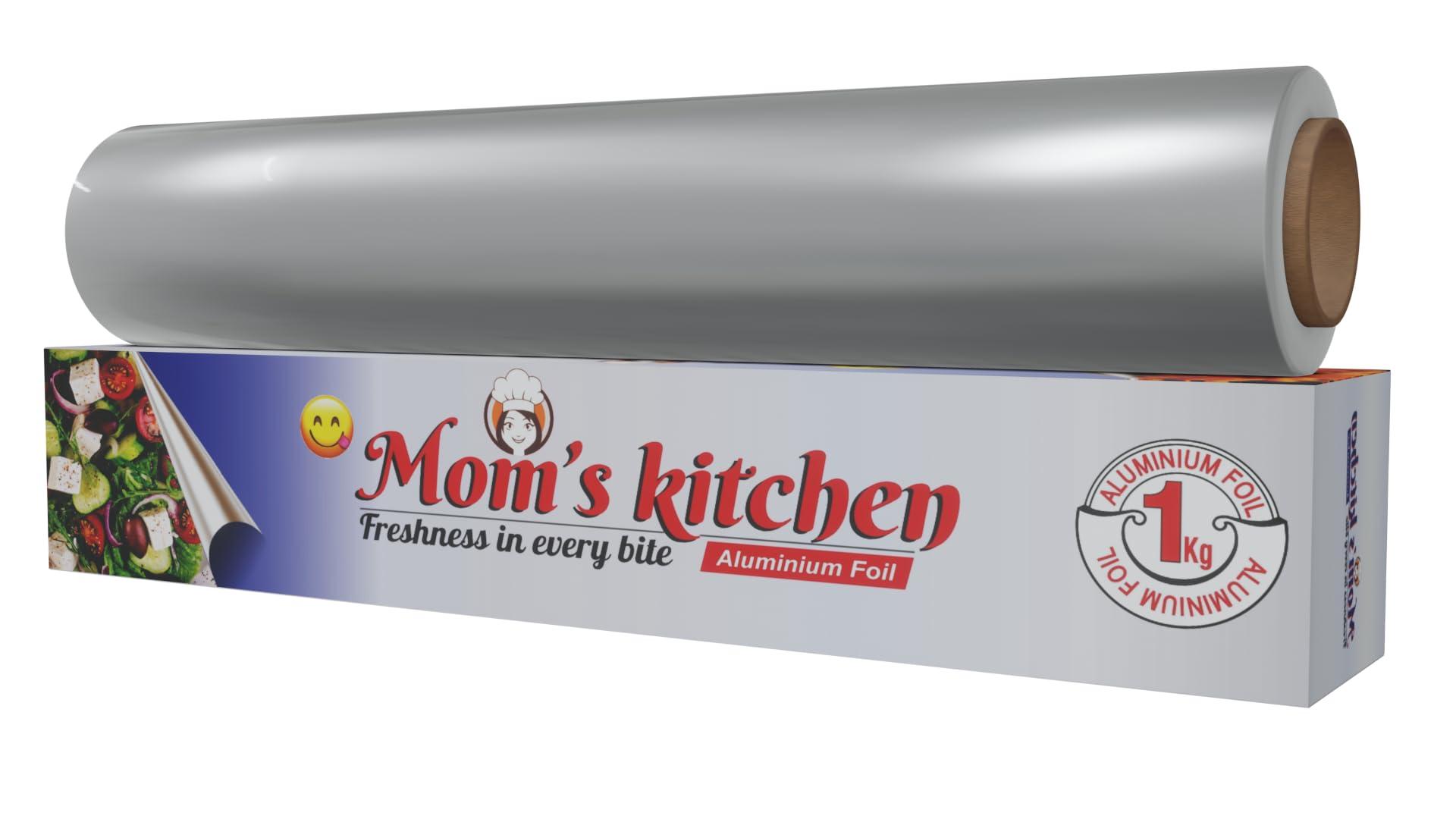 Mom\'s Kitchen Mom\'s Kitchen Silver Foil Aluminium Foil for Food Wrap, Packing, and Food Packaging Hot Wrap Aluminium Foil for Food Packing, Cooking, and Baking 18 Microns Thickness (450, Grams)