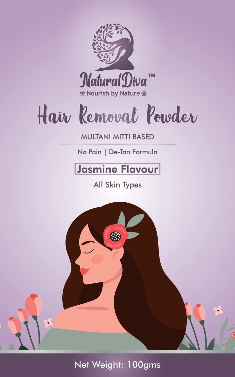 Natural Diva Natural Diva Combo Herbal Hair Removal Powder with Herbal Body Ubtan | Jasmine Flavour | Multani Mitti Based Waxing Powder | Instant Hair Remover |