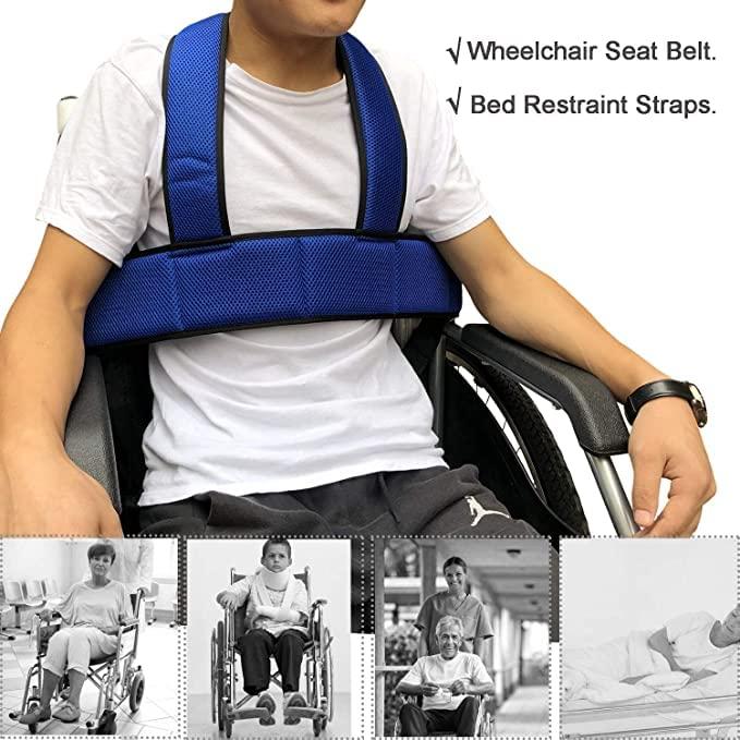 Dhadh Dhadh Adjustable Wheelchair Harness Safety for Patients Elderly Seniors Disabled, Wheelchair Restraint Straps, Wheelchair Seat Belt Torso Support Vest, Patients Nursing Care Products
