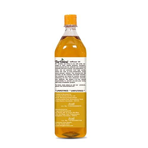 Tarodew Tarodew Wood Pressed Safflower Oil | Chemical Free | Kacchi Ghani Oil | Natural Cold Pressed Oil for Cooking (500 ml)