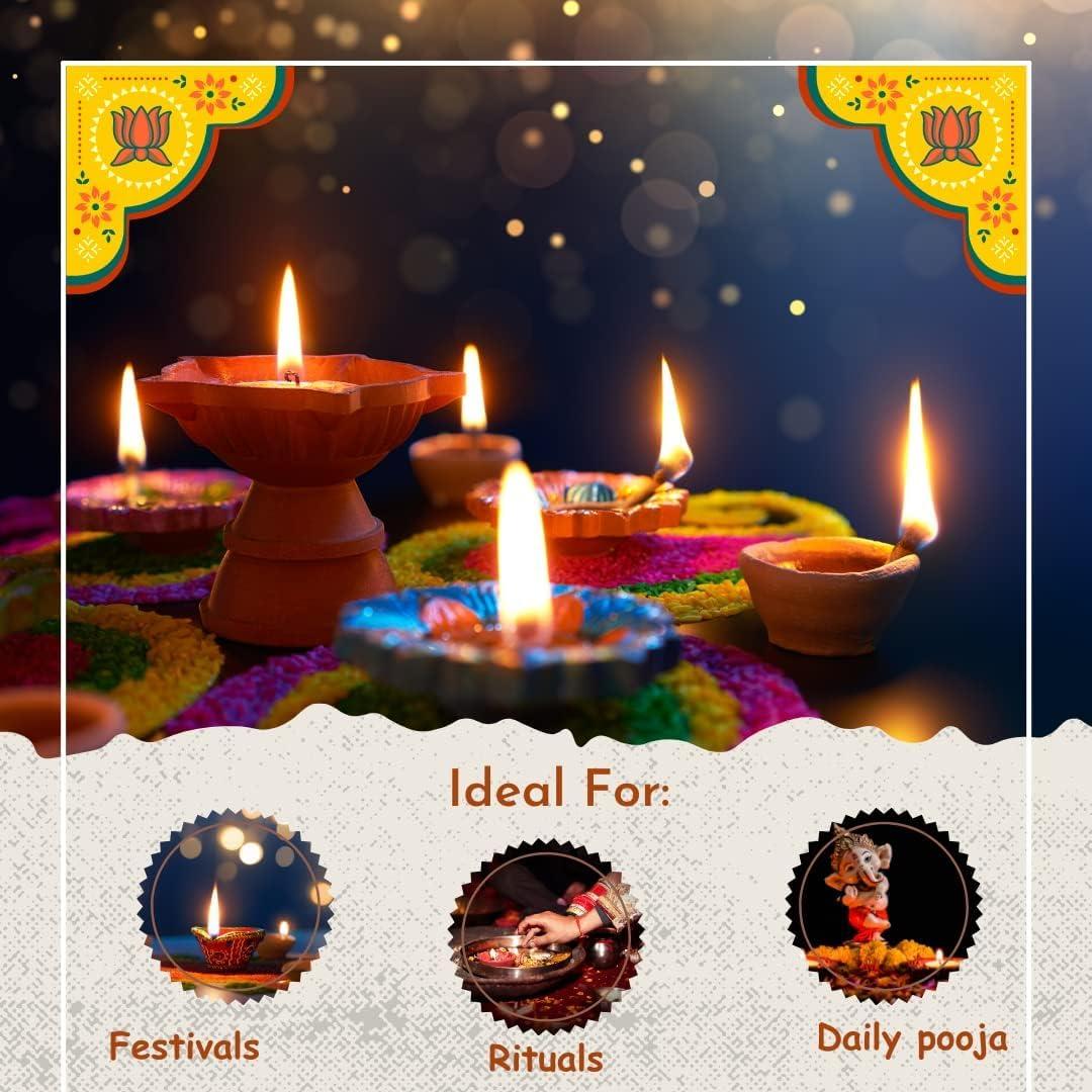 WQT WQT - Mahua Pooja Oil With Diya Batti 480 ML For Hindu Ritual Ceremony, God Worship (Special Pooja Oil), Grahpravesh, Hindu Festival, Religious Pooja Oil 480 ML