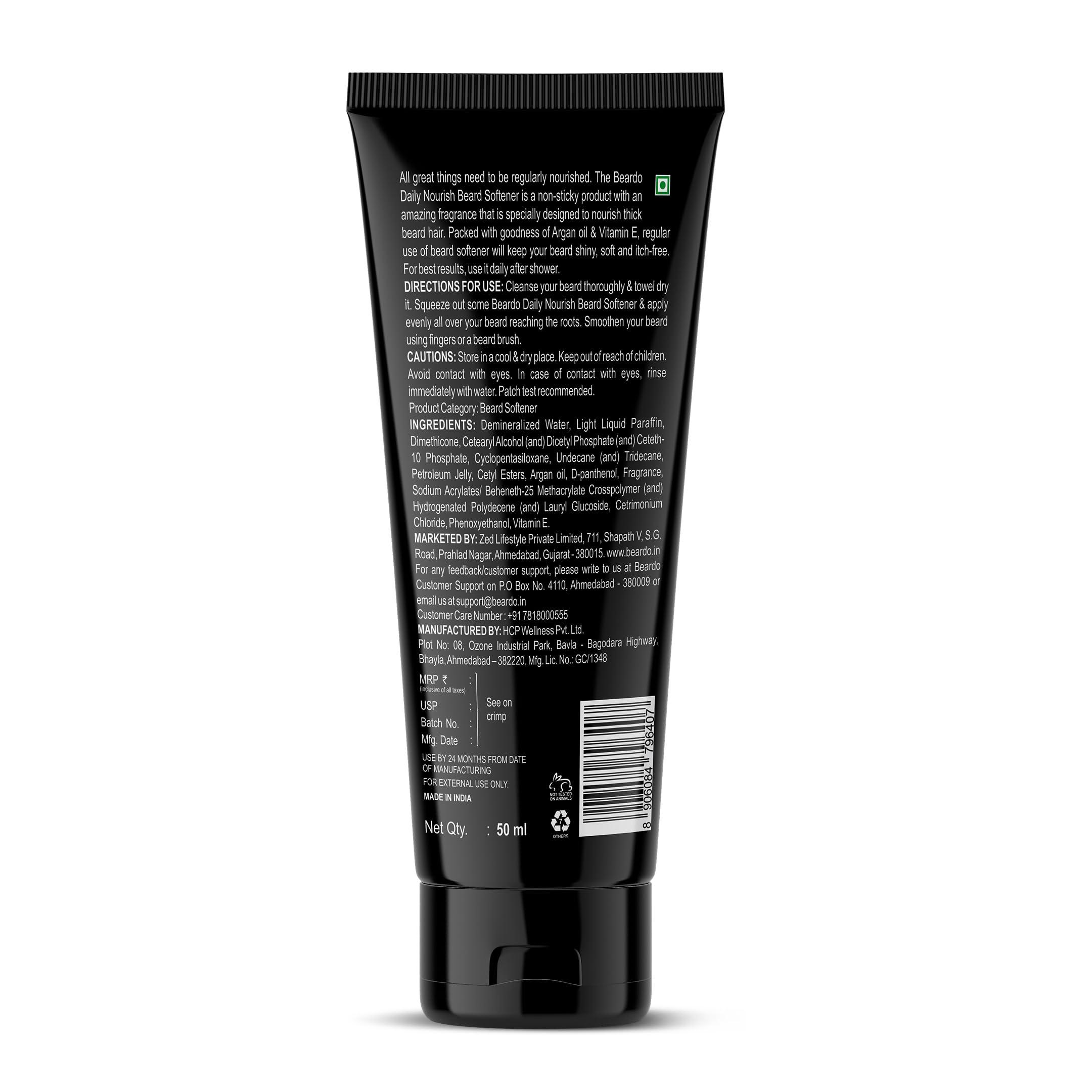 BEARDO Beardo Beard Softner, 50g | Beard cream for men | Frizz-free, detangled, Shiny Beard | Vitamin E, Argan Oil based Beard Oil replacement for Itchy Stubble