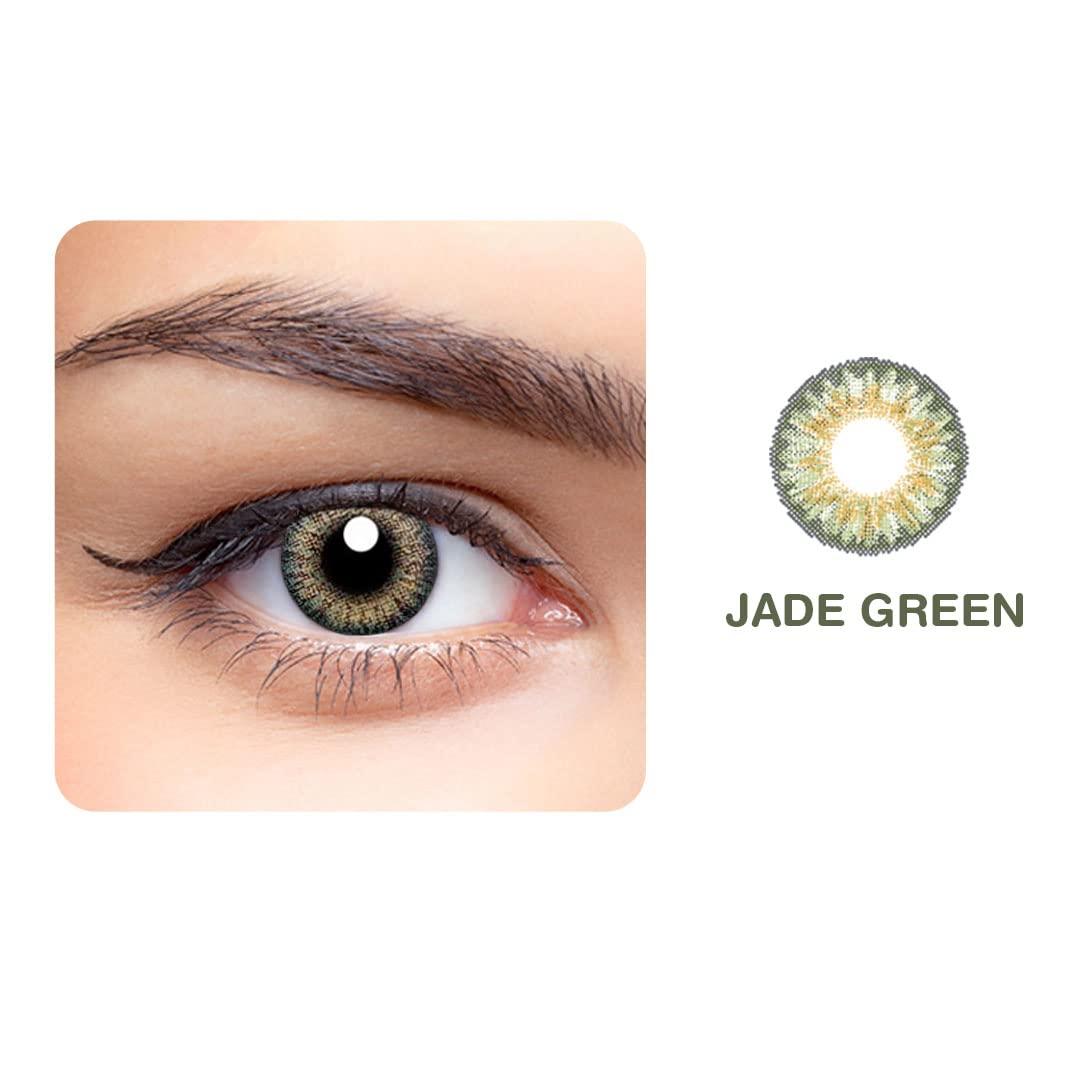 Generic Aryan Super Premium Monthly Disposable Color Contact lens most safest enthralling cosmetic lens for Men and Women 2 Pcs - Jade Green (-0.00 Plano)