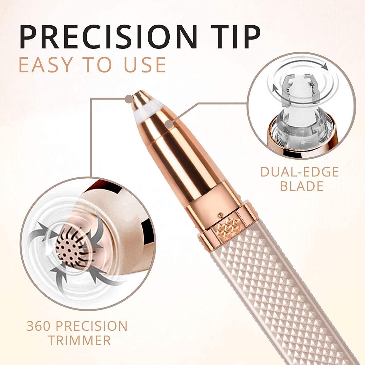 ENINAS ENINAS Eyebrow Trimmer for Women, 2 in 1 Rechargeable Facial Hair Remover with Replaceable Heads, Professional Painless Personal Hair Removal Eyebrow Razor with Indicator Lights, (Rose Gold)