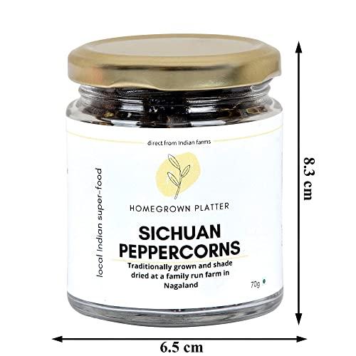 Homegrown Platter Homegrown Platter Organic Sichuan Peppercorn, Schezuan Peppercorns, Timur, Unique Citrusy-Spicy, 100% Natural Indian Variety, Chilli Oil & Chinese Five Spice Mix - 70g