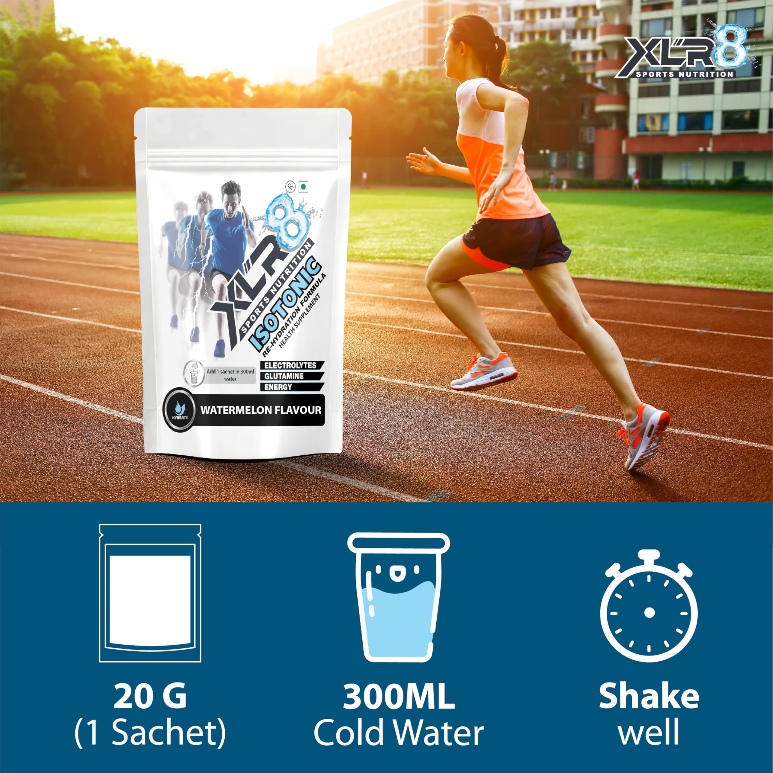 XLR8 XLR8 Isotonic Instant Energy Drink, Electrolyte Powder, Rehydration Formula for Extended Workouts (Watermelon Flavour, Pack of 15)