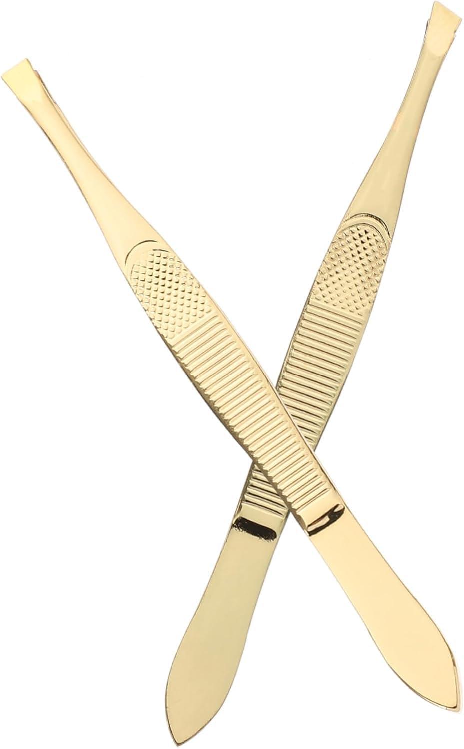 Aternal 2Pcs Eyebrow Tweezers Stainless Steel Professional Tweezers for Eyebrows Beauty Eyebrow Tweezer Eye Hair Removal Tool Hair Remover Tool Facial Tool Kits for Men Women Slant Tip Tweezers Pointy