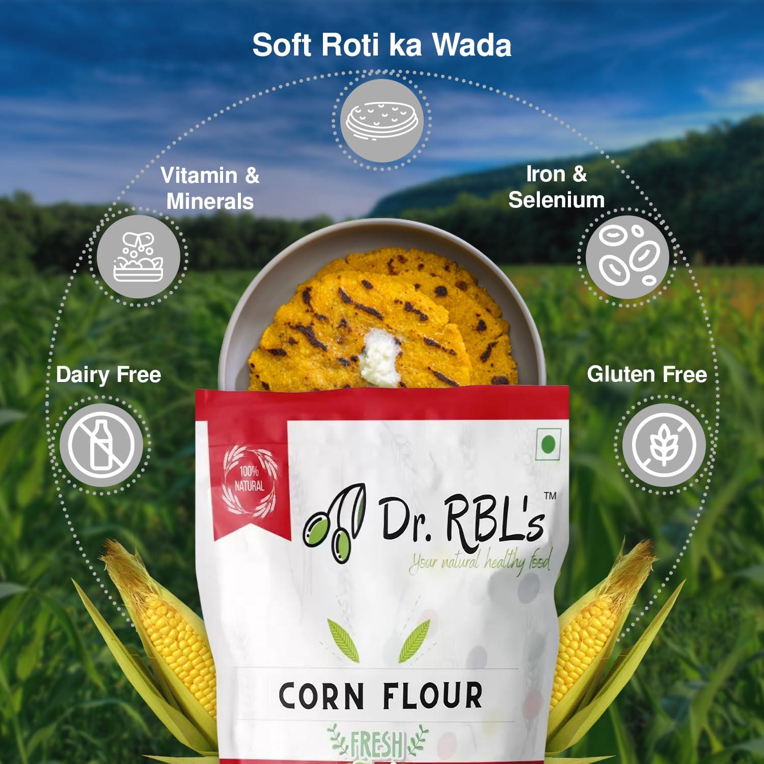 Dr. RBL\'s Dr. RBL\'s Corn Flour | Makka/Maize Atta for Cooking | Freshly Ground Corn Powder | Gluten-Free and Convenient Pack of 5 |2500g