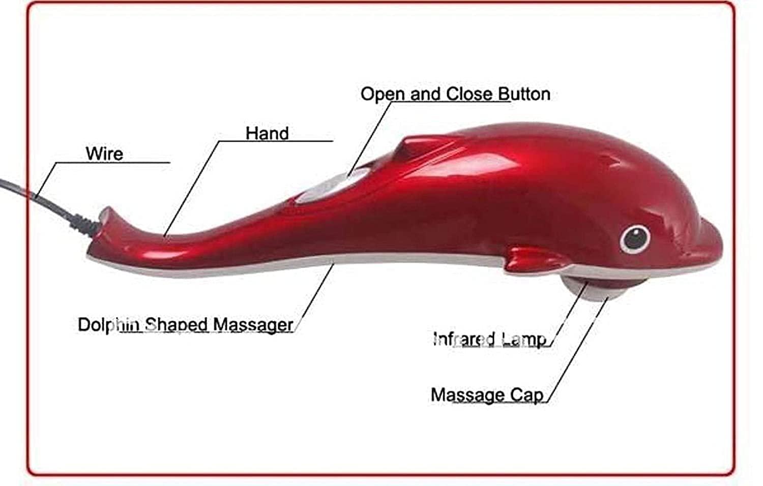 manav acupressure products MANAV Corded Electric Dolphin Handheld Body Massager for Pain Relief with Powerful Vibration For Unisex, Red