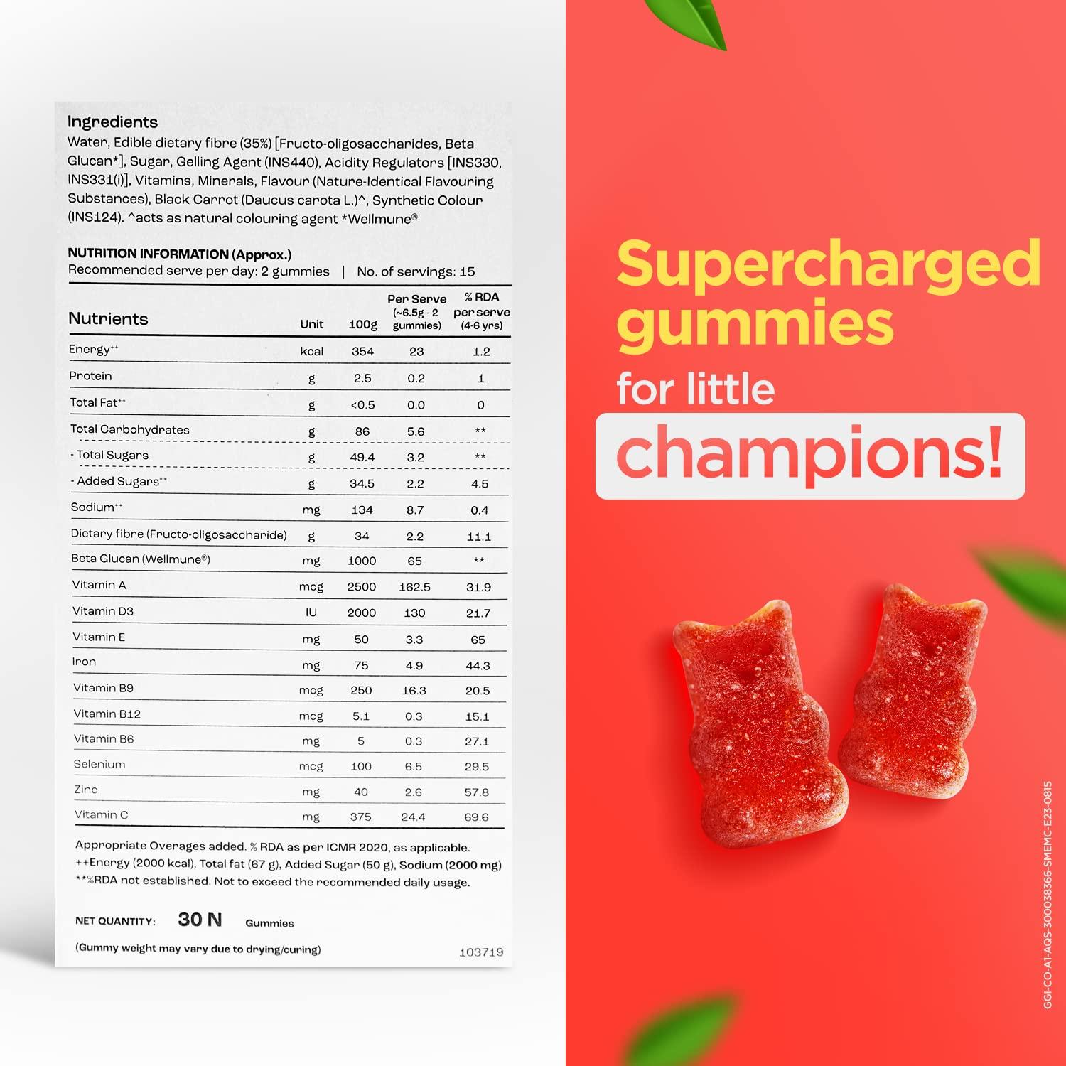 Celehealth Dr. Reddy's CeleHealth Kidz Immuno Plus - 30 Gummies | Pink Guava with Wellmune, Vitamin C & Zinc to support child's immunity (Pack of 4)