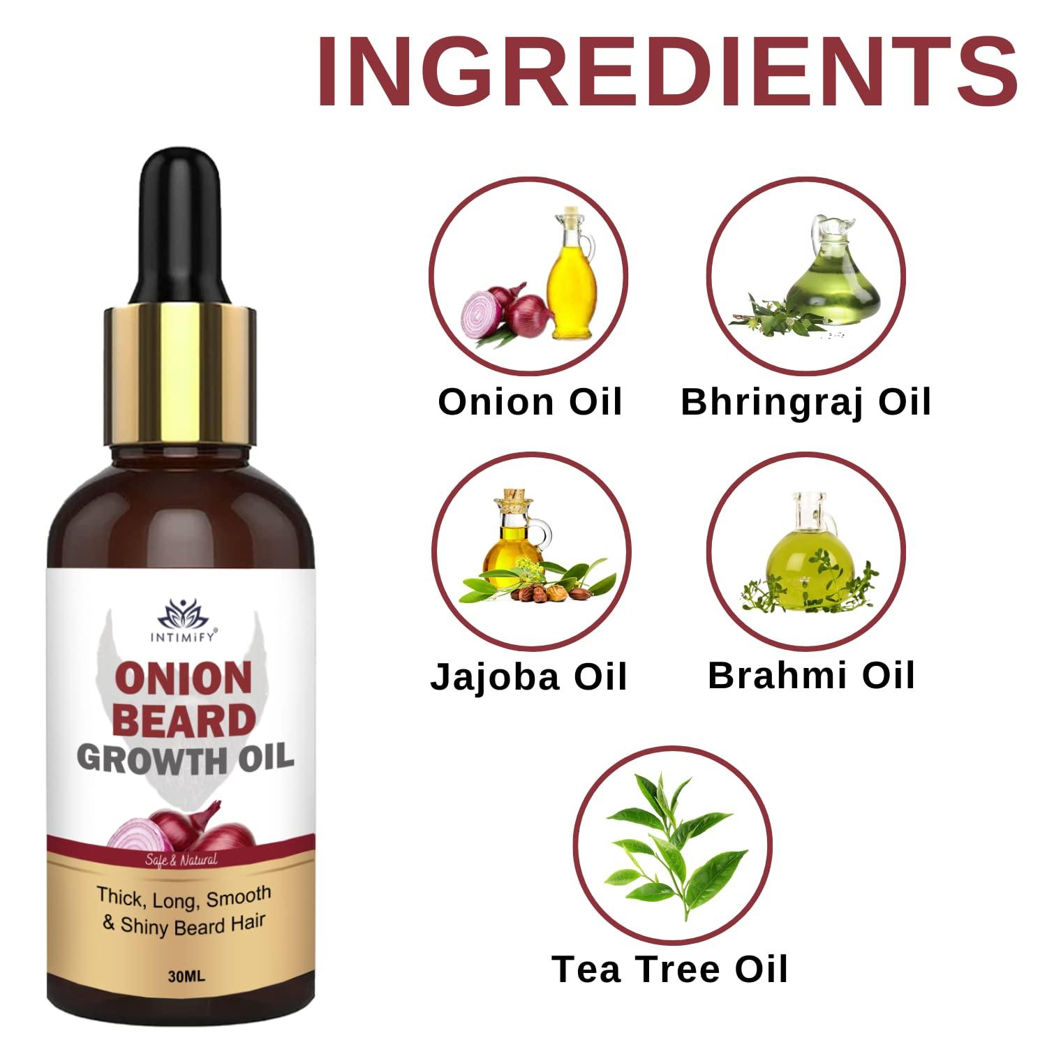 INTIMIFY INTIMIFY Onion Beard Growth Oil | Dadhi Badhane Wala Oil | Beard Oil for Patchy And Uneven Beard | Mustache Growth Oil For Men With Jajoba Oil (30 ml - Pack of 1)