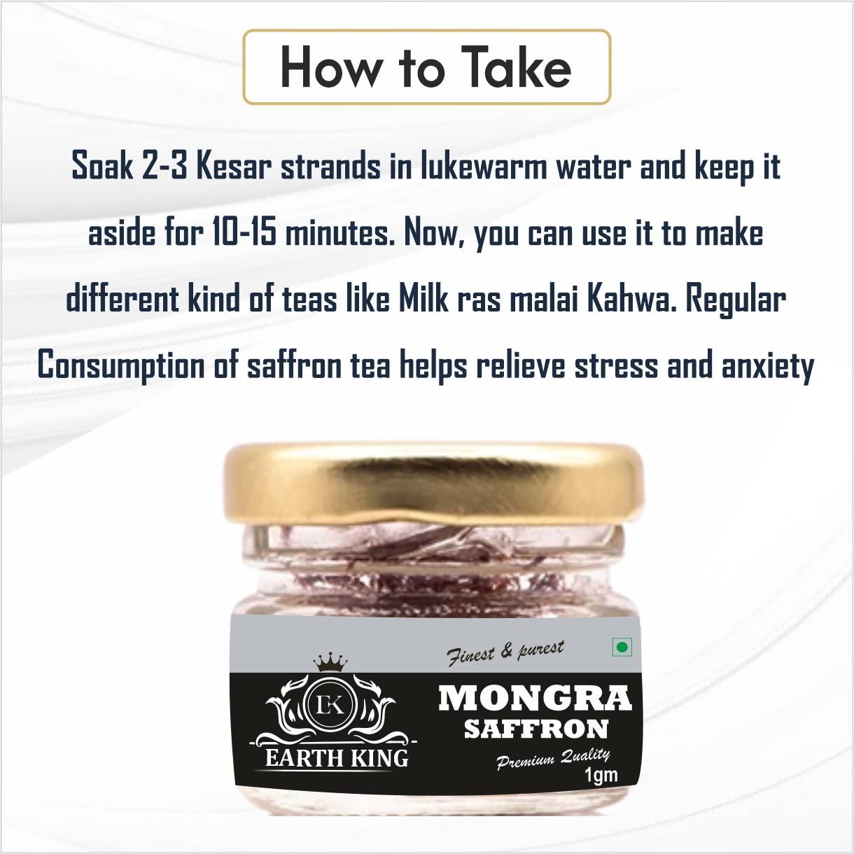 EARTH KING EARTH KING Natural & Finest Grade A++ Mongra Saffron Thread Kesar/Keshar/Zafran/Jafran for Beauty & Health 3GM (Combo Pack)