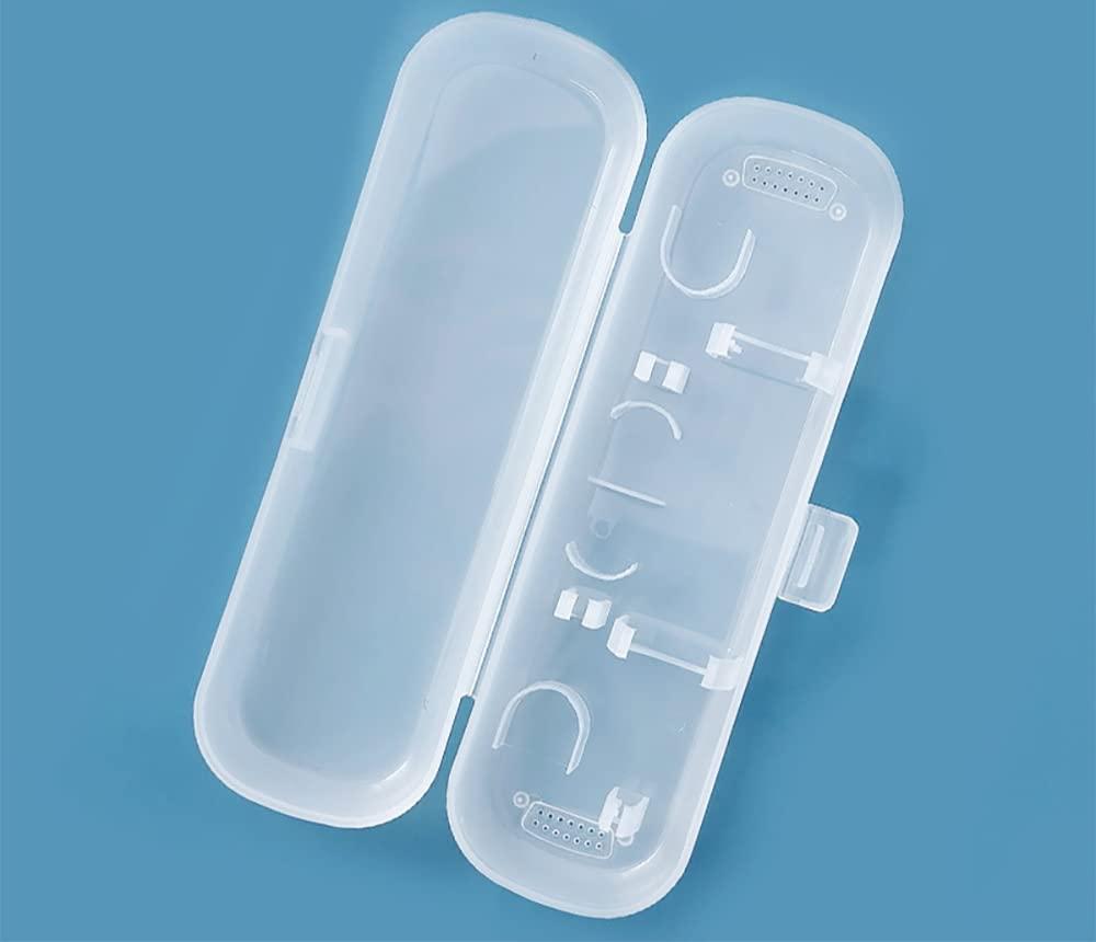 Merin For Oral B Travel Toothbrush Case, Portable Toothbrush Holder Cover, Safe, Non Toxic, Sturdy and Durable, Dustproof and Antibacterial, Fits Pro 1000, Pro 2000, Pro 3000, 2 Pieces, Transparent, White,