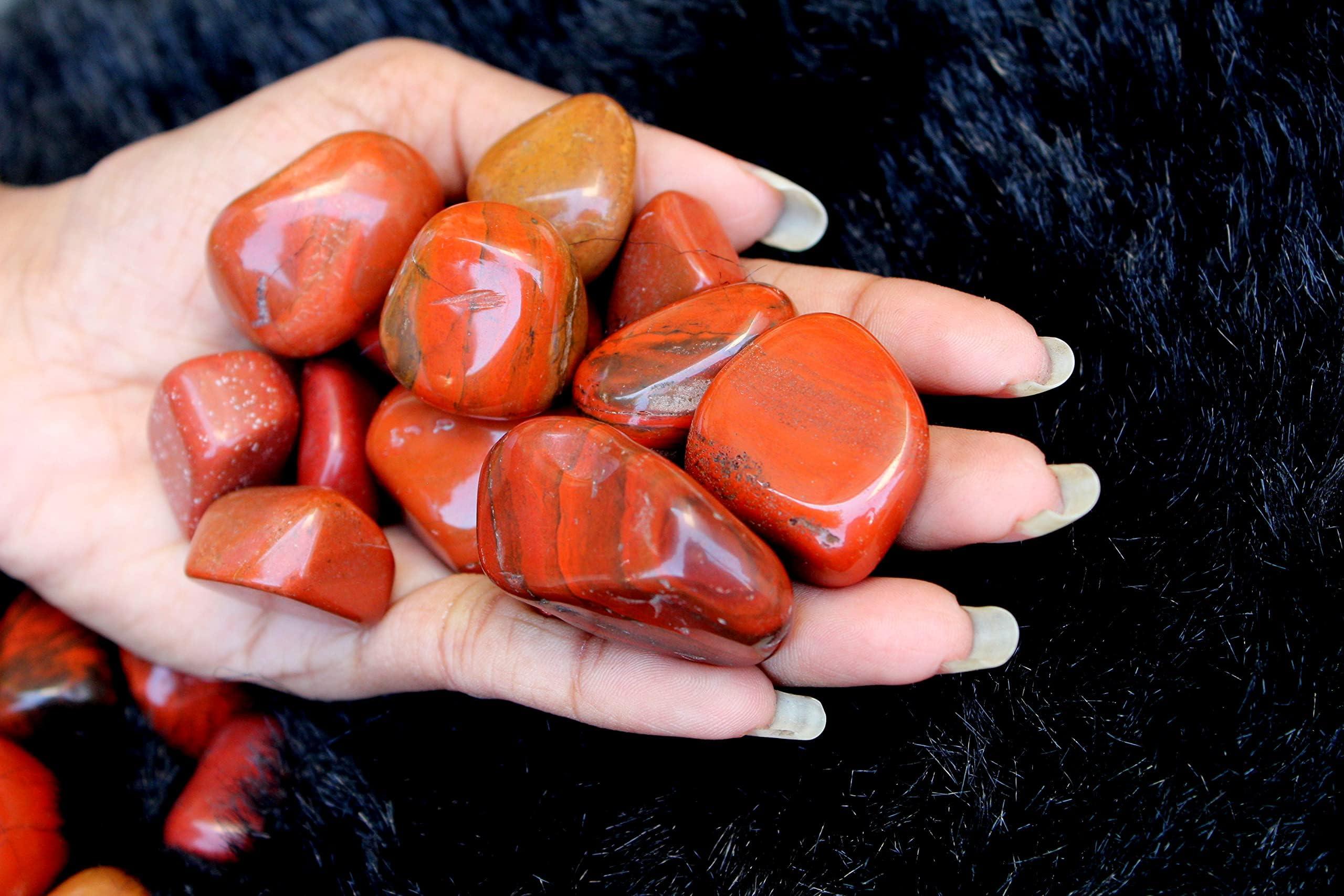 Jet International Crystal Jet Red Jasper Nice Tumbled Stone 100 gm Healing Positive Energy Reiki Pouch Aura