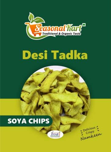 Seasonal Kart Seasonal Kart Desi Tadka Soya Chips Pudina Flavouring I Crunchy Cracker, 100% Vegan I Low Calorie (1 Kg)