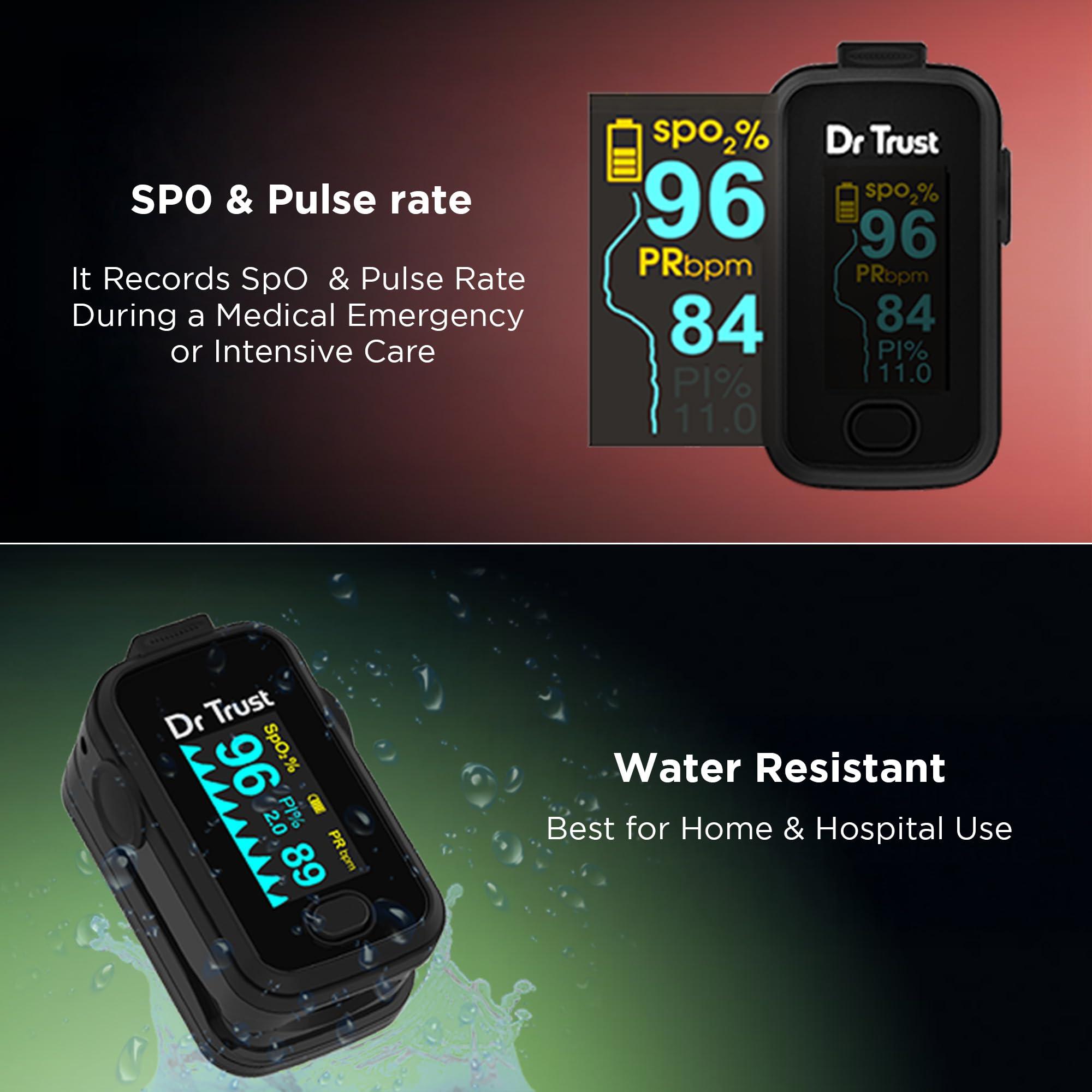 Dr Trust Dr Trust Signature Series Finger Tip Pulse Oximeter With Audio Visual Alarm (Midnight Black)