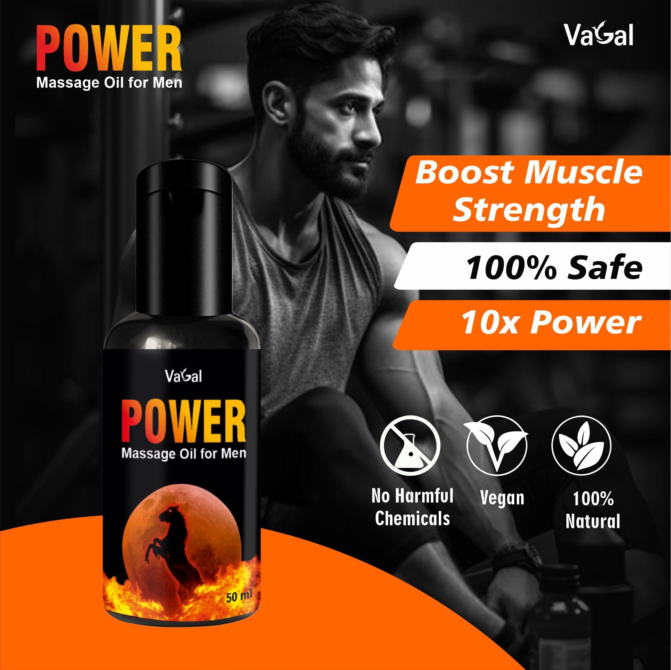 VAGAL Vagal Horse Power Oil for Men Massage Oil | Ayurvedic Massage Oil for Men | Help Restores Energy & Hardens the Relaxing Muscles | 50ml