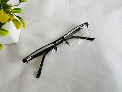 SAIYED CHASMA GHAR Blue Ray Cut Reading Glasses Without Coating Blue Cut Anti Reflection For Mobile & Computer Glasses UV Protection Glasses Dark Grey Frame Specs For Unisex By SAIYED CHASMA GHAR (Power +1.00)