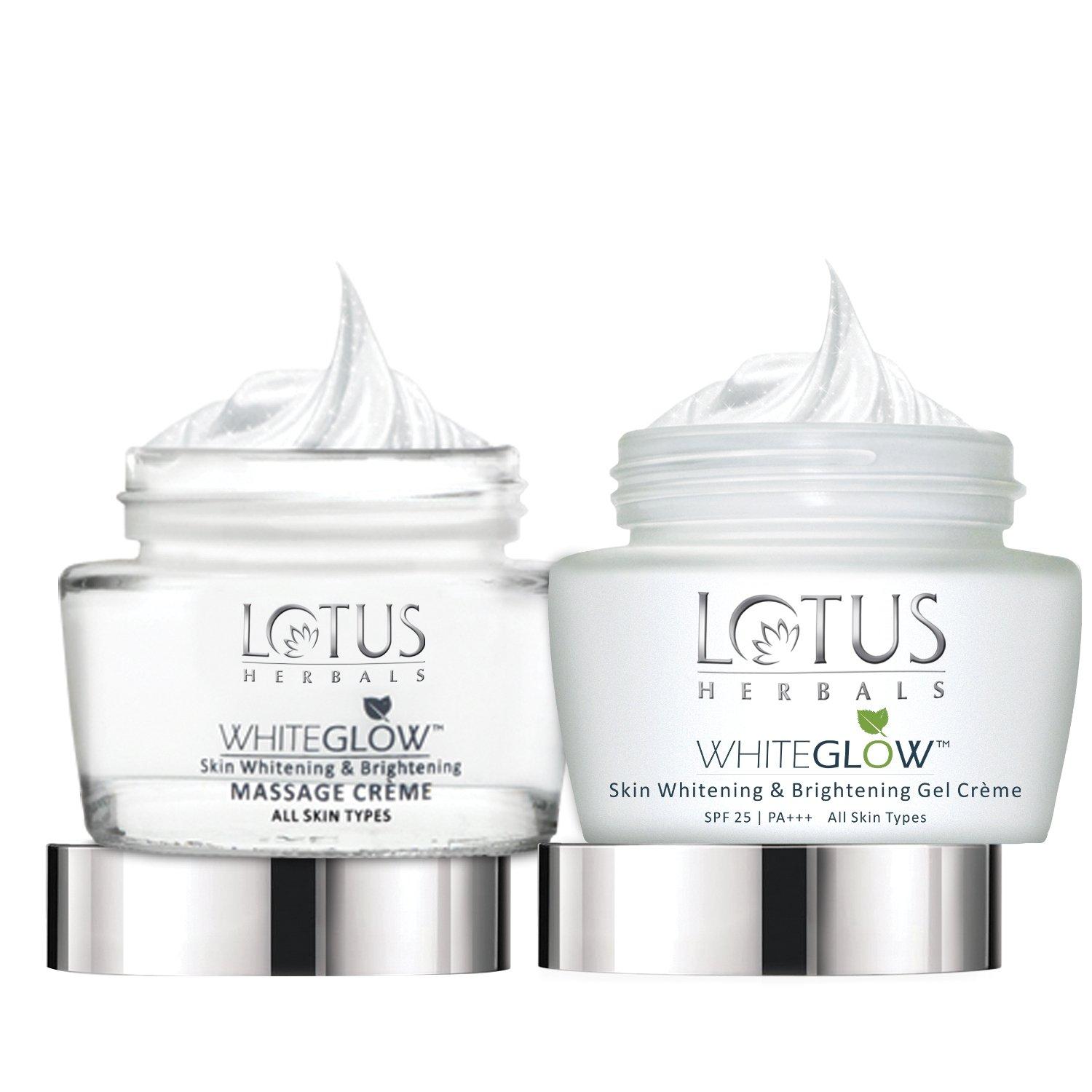 Lotus Herbals Lotus Herbals White Glow Skin Whitening & Brightening Massage Creme 60 g & Whitening & Brightening Gel Cream 60 g ( pack of 2 )