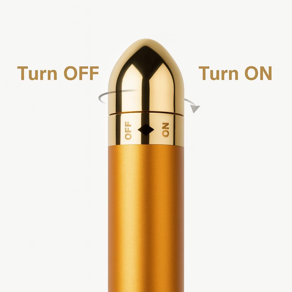 Dealsure Dealsure 24k Gold Energy Beauty Bar Electric Vibration Facial Massage Roller Waterproof Face Skin Care T-Shaped Anti Wrinkle Massager for Forehead Cheek Neck Clavicle Arm (Gold Colour)