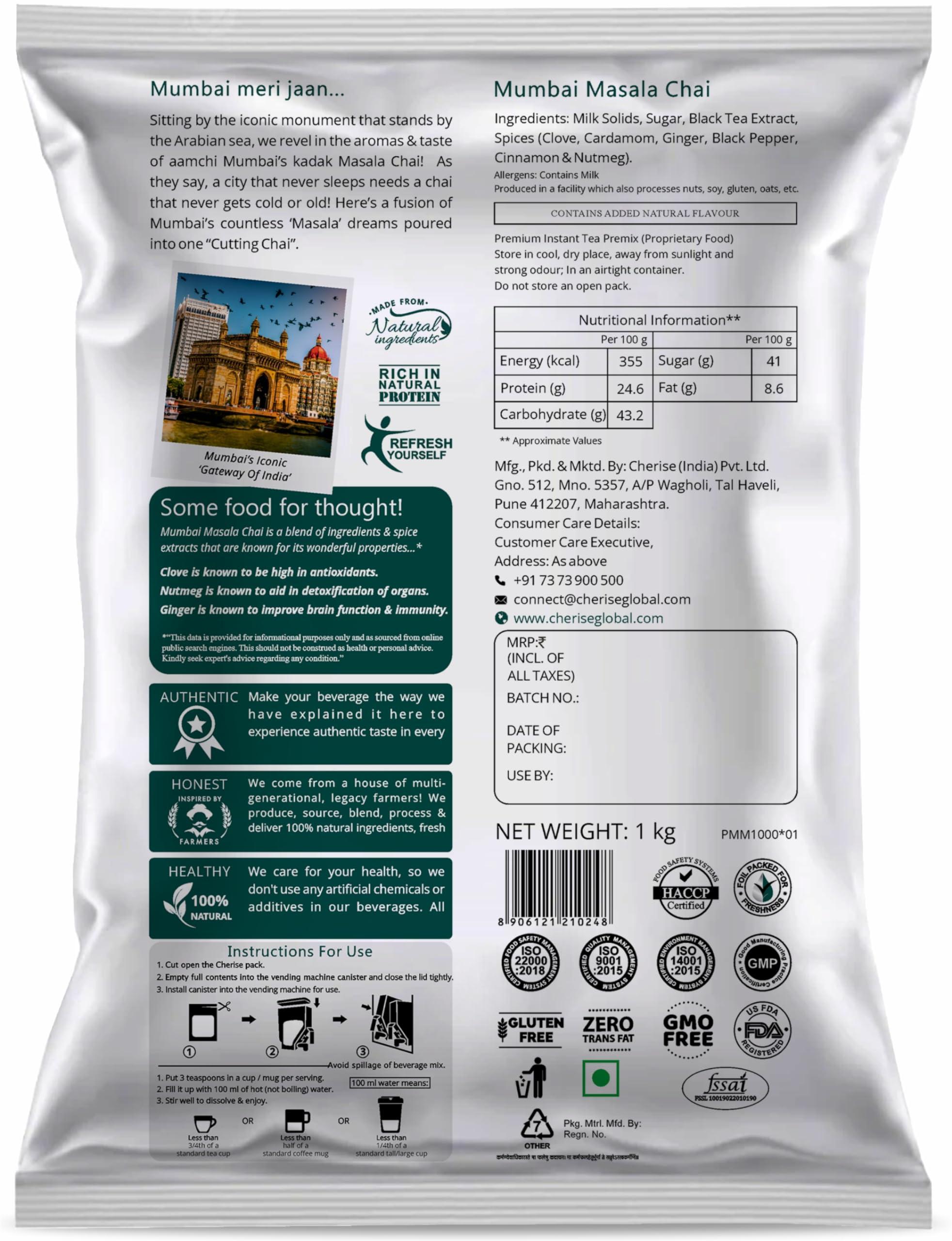 Cherise Cherise Tapri Premium Mumbai Masala Chai, Instant Tea Premix (1 kg Pouch)