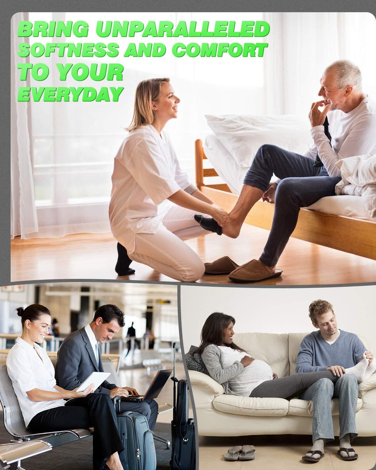 LIN LIN Diabetic Socks for Men & Women, 6 Pairs Crew/Ankle Socks with Cushion, Non-Binding, Extra Wide Top, Loose Fit