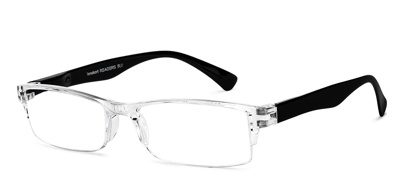 LENSKART BLU Lenskart READERS | Transparent Rectangular Half Rim Reading Eyeglasses | For Men & Women | For 1.25 Power | LR E13968