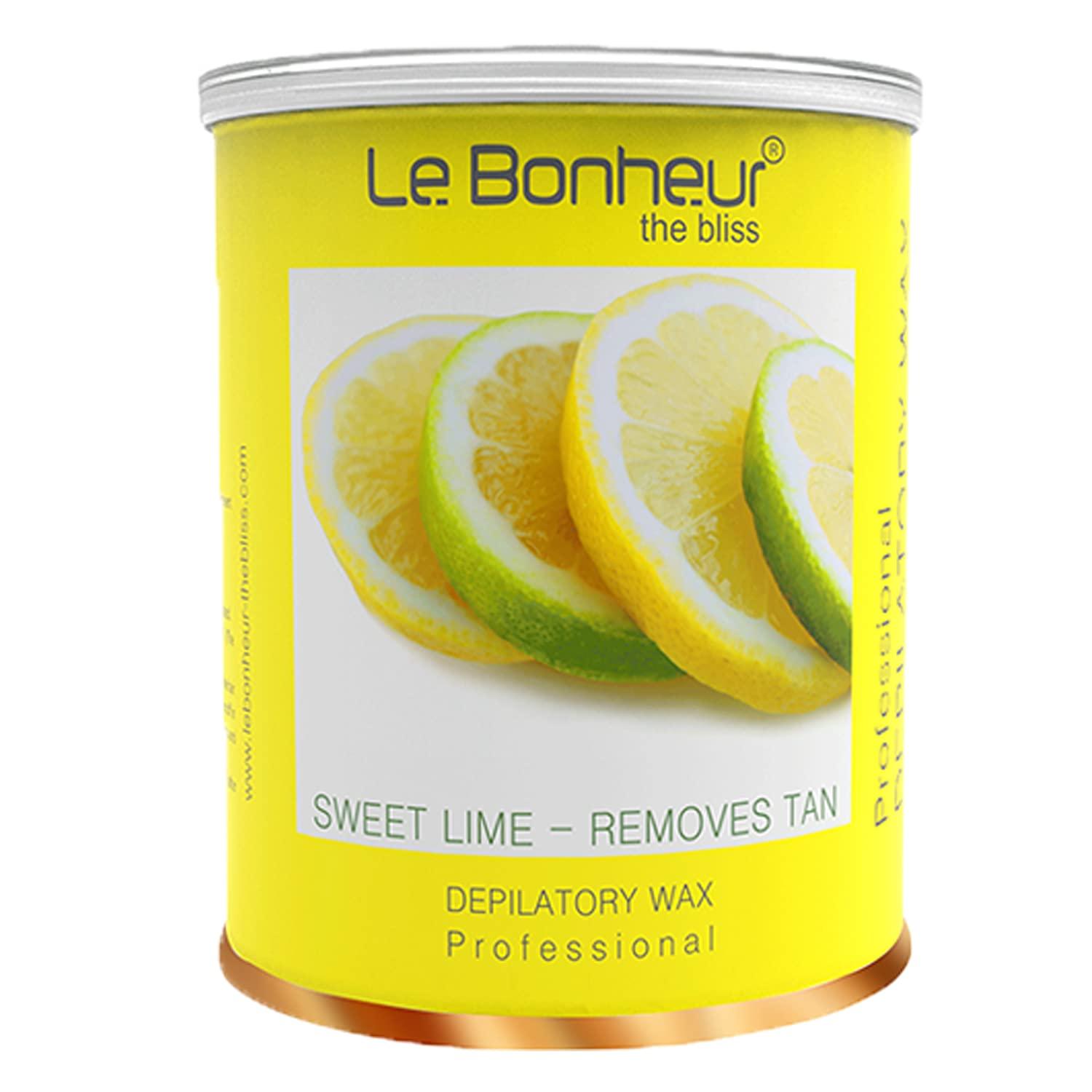 Le Bonheur.. Le Bonheur Sweet Lime D Tan Wax | Suitable Hair And Tan Removal | Perfect Bridal Wax | Its Summer Remove Tan | No Dry Skin After Use | For All Type Of Skin | Free Pre Wax Gel and Post Wax Oil | 800gm (Pack of 3)