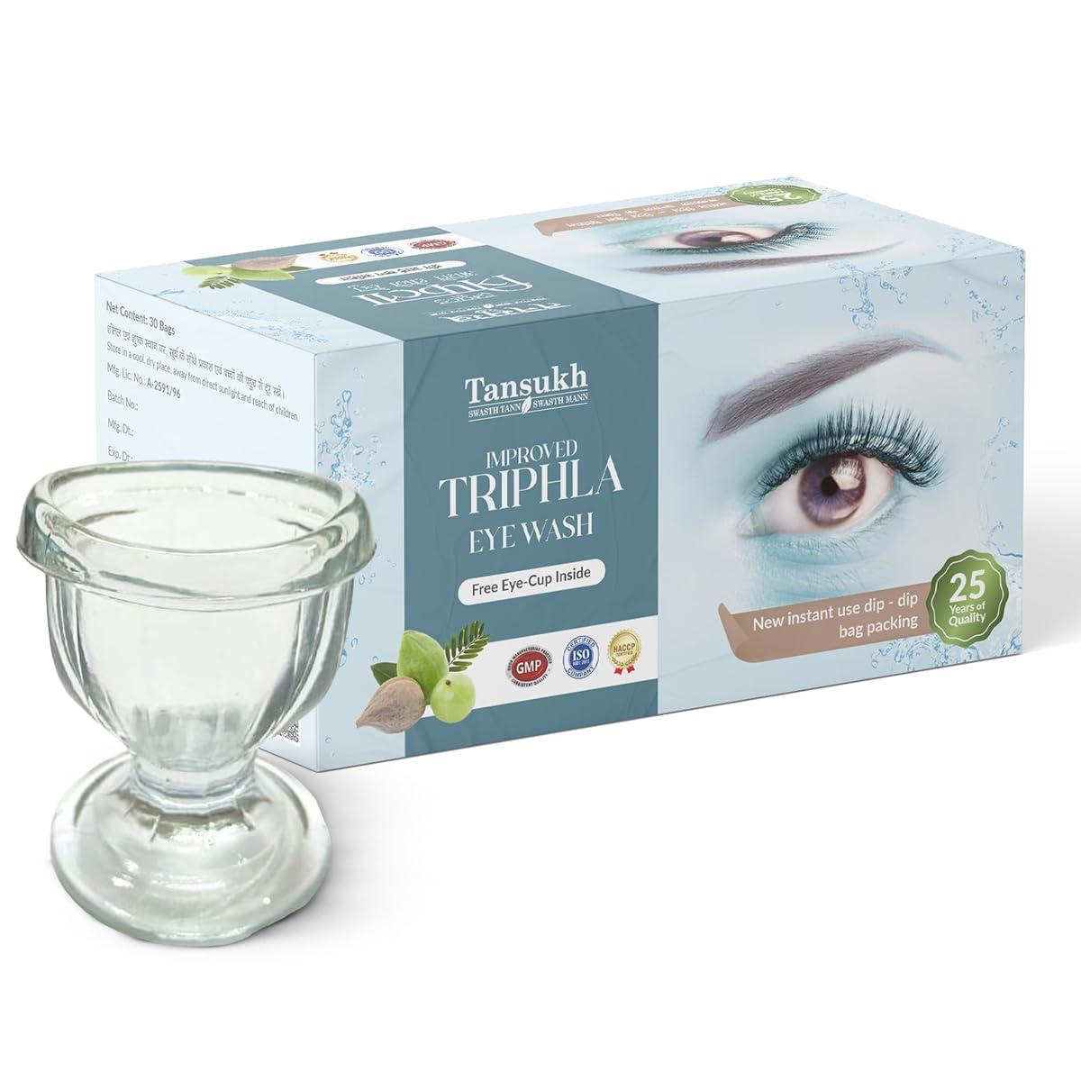 TANSUKH TANSUKH Improved Triphala Eye wash And Vizon Eye Drop Combo | With 30 Instant Dip Bags & Free Plastic Transparent Eye Wash Cup And Eye Drop For Tired Polluted Swelling Itching And Eye Irritation Herbal Remedy