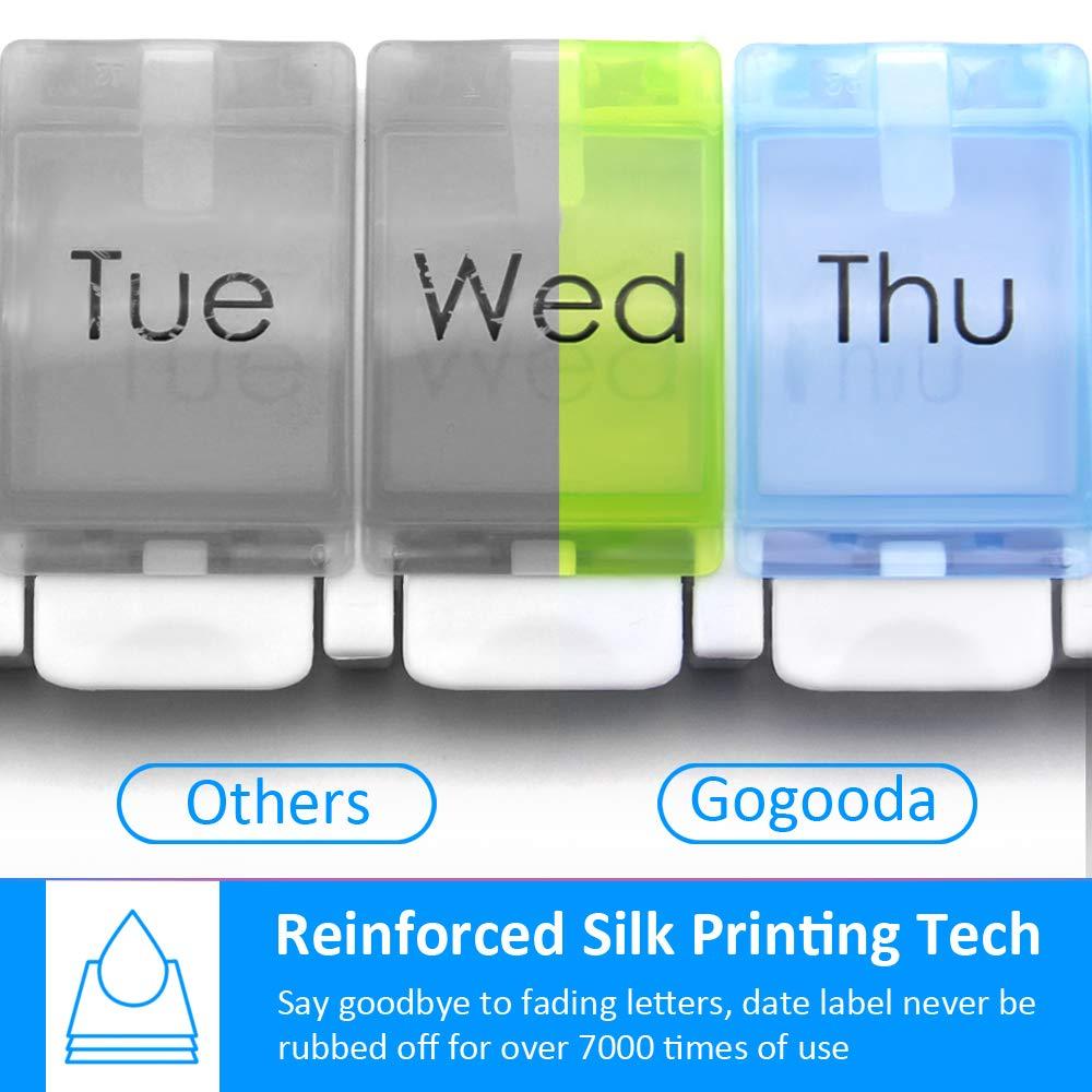 GOGOODA 2 Pcs Weekly Pill Organizer Arthritis Friendly (1 Time a Day), Travel 7 Day Pill Box Vitamin Organizer with Easy Push Button Design and Large Compartments to Hold Vitamins, Fish Oil, Medication